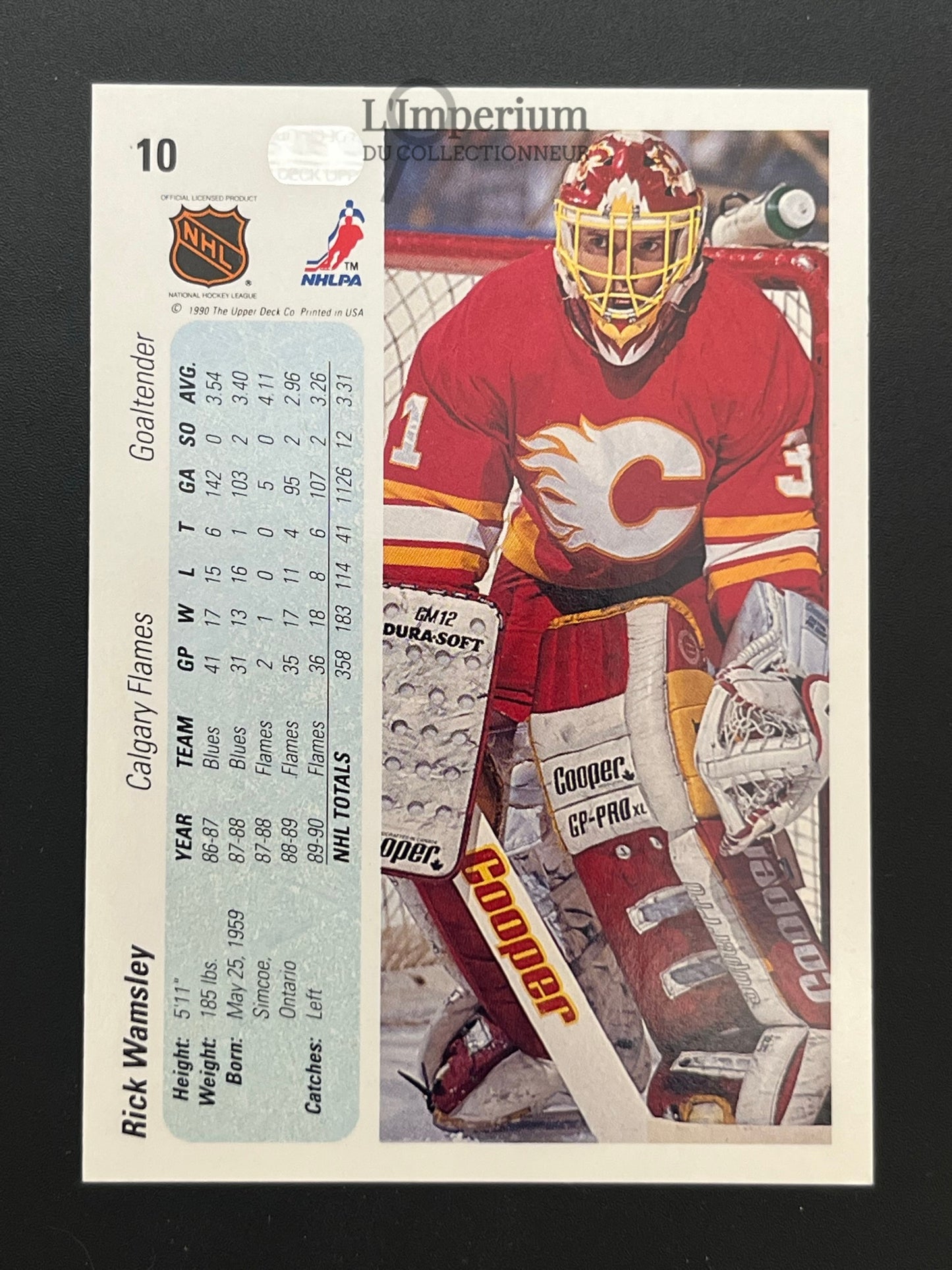 10. Rick Wamsley Upper Deck 1990-91 Hockey Card