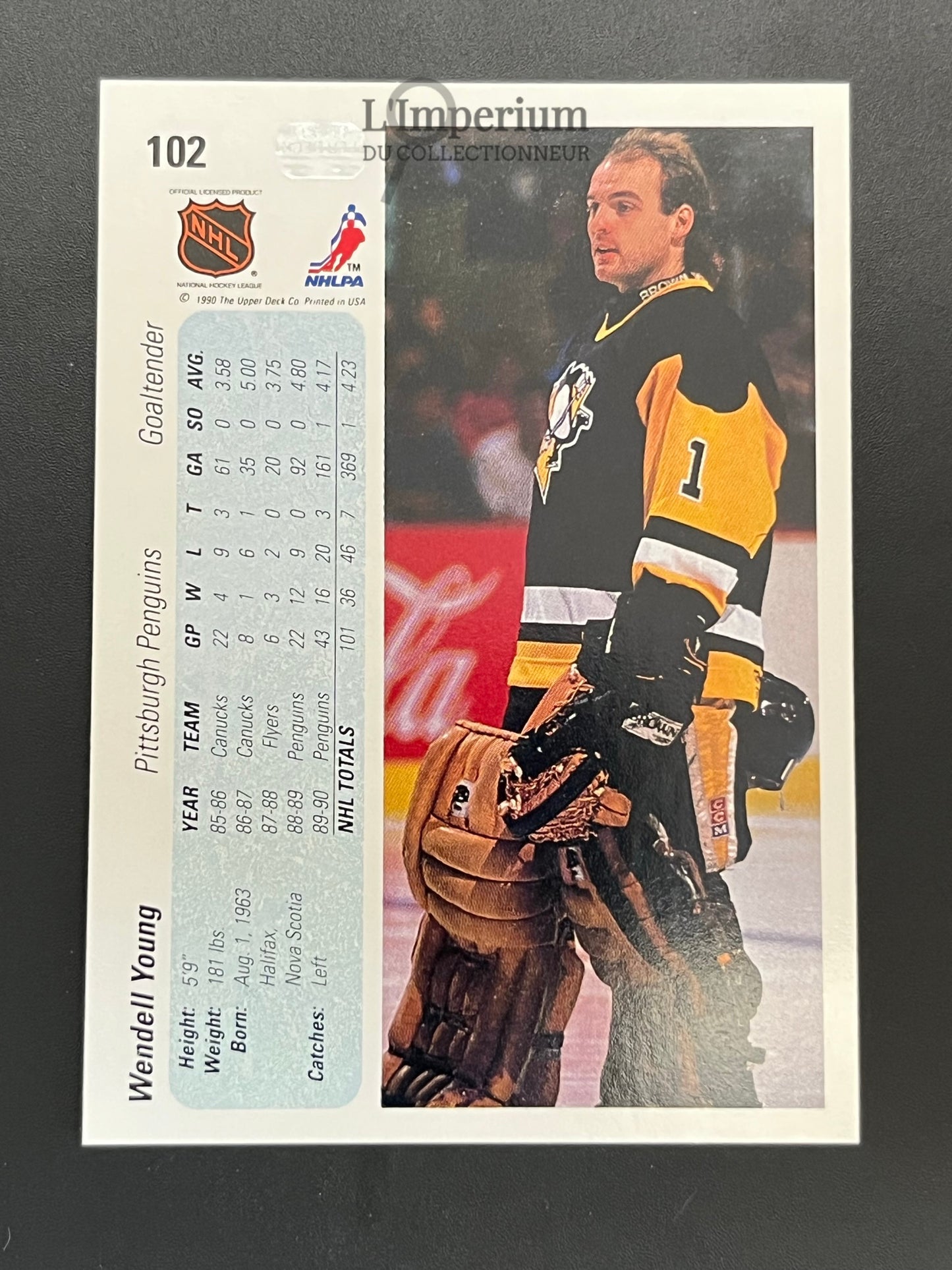 102. Wendell Young RC Upper Deck 1990-91 Hockey Card