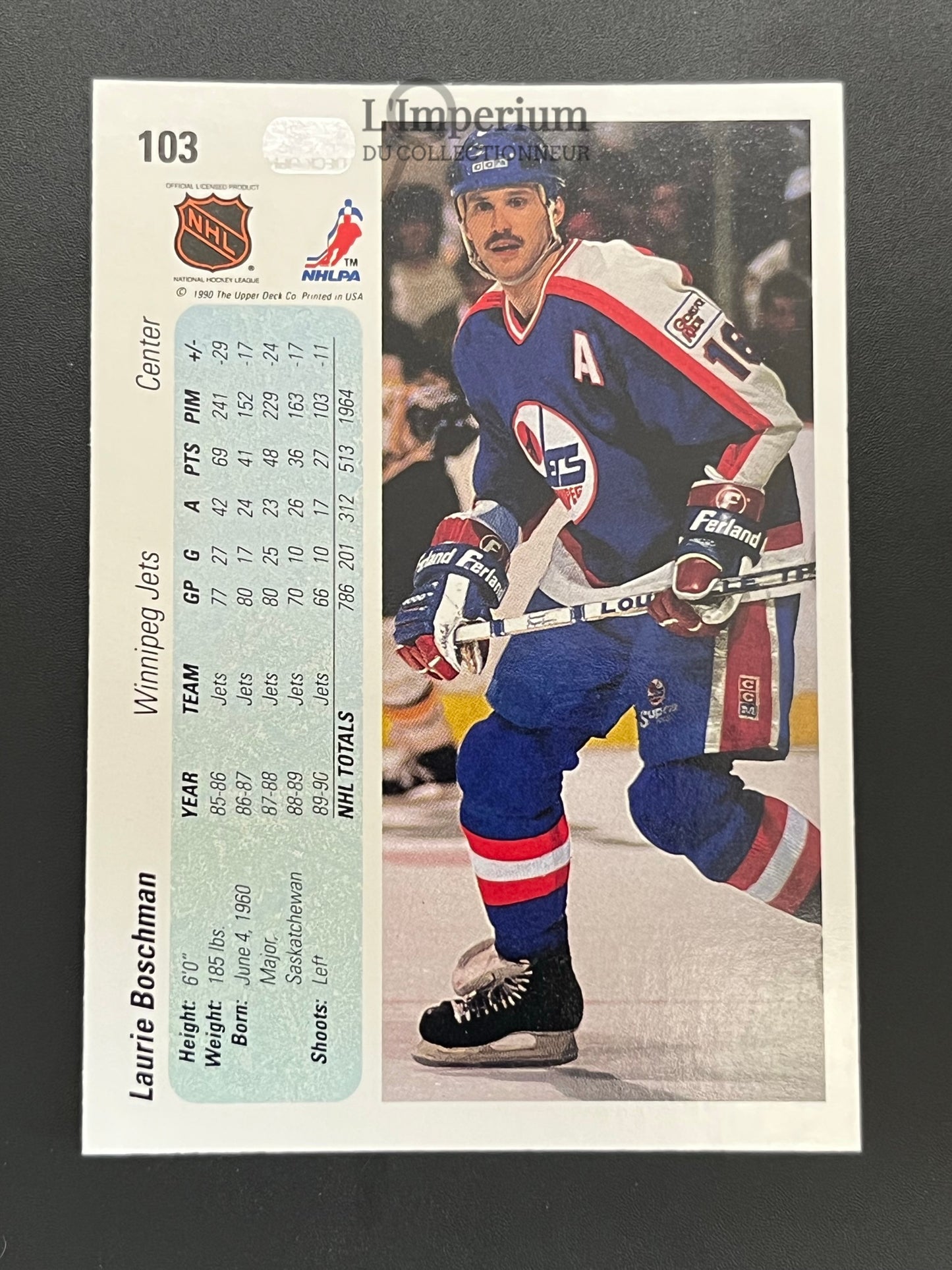 103. Laurie Boshman Upper Deck 1990-91 Hockey Card