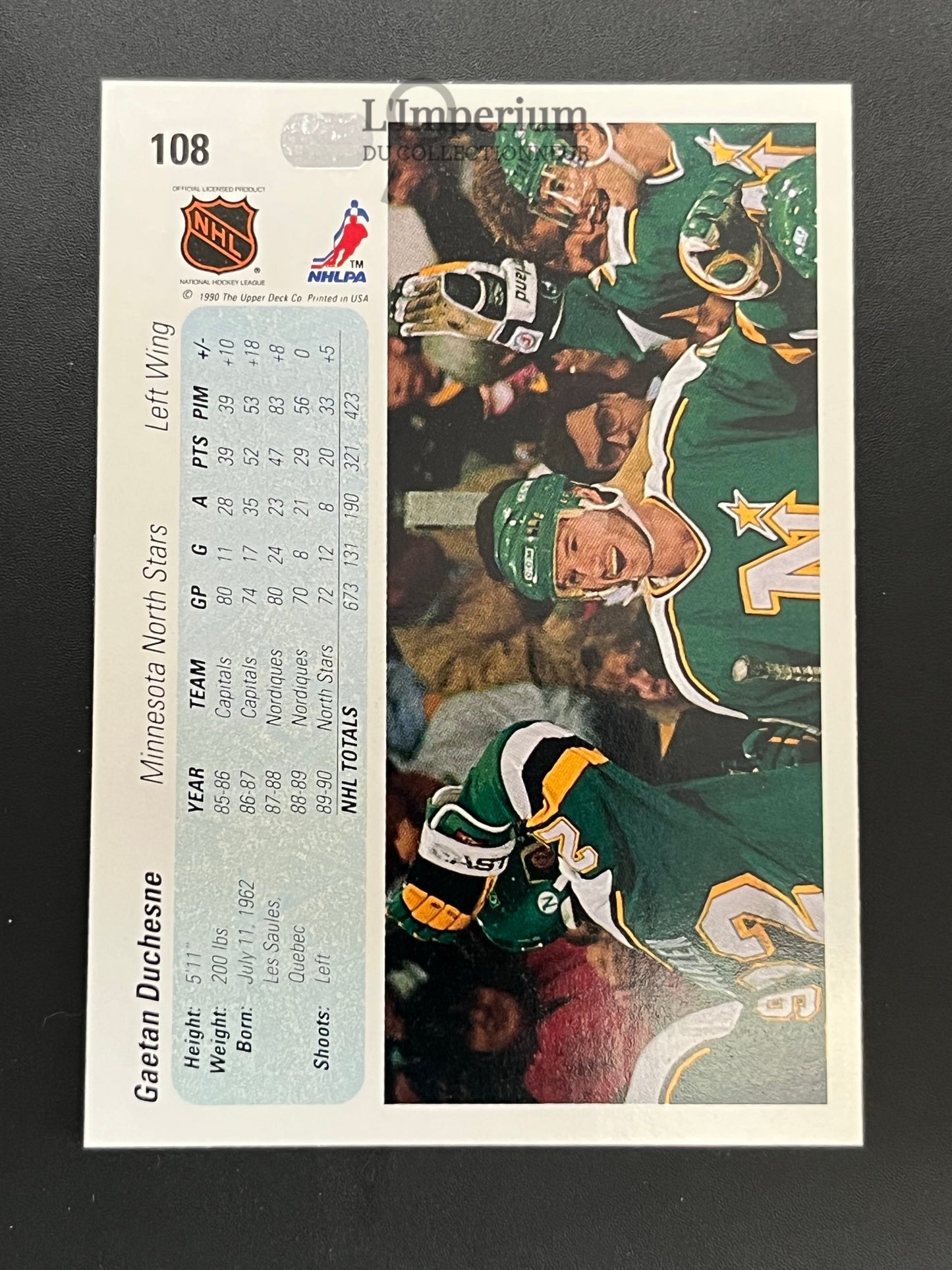 108. Geatan Duchesne Upper Deck 1990-91 Hockey Card