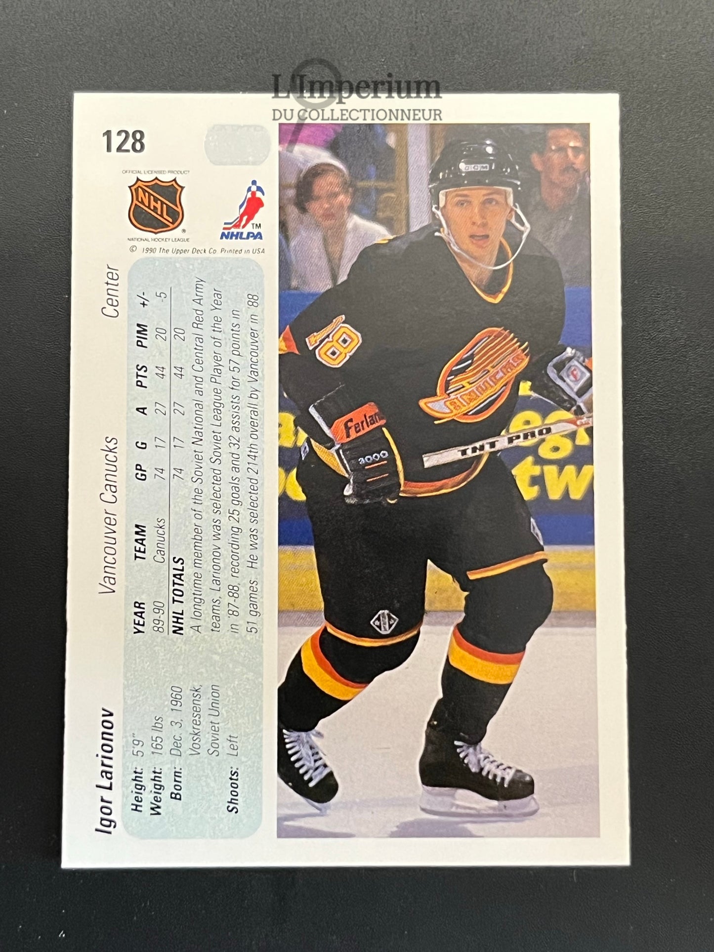 128. Igor Larionov RC Upper Deck 1990-91 Hockey Card