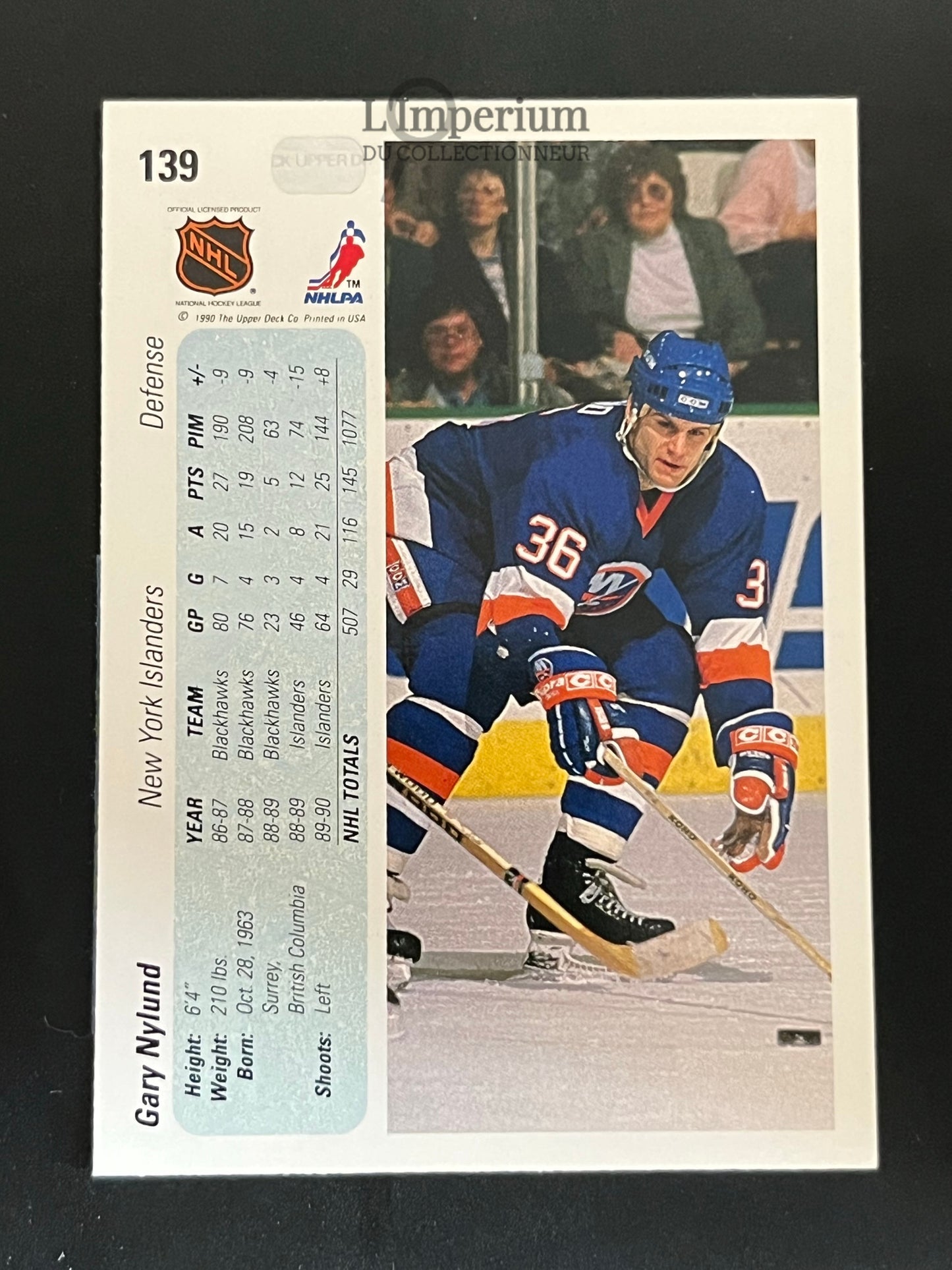 139. Gary Nylund Upper Deck 1990-91 Hockey Card