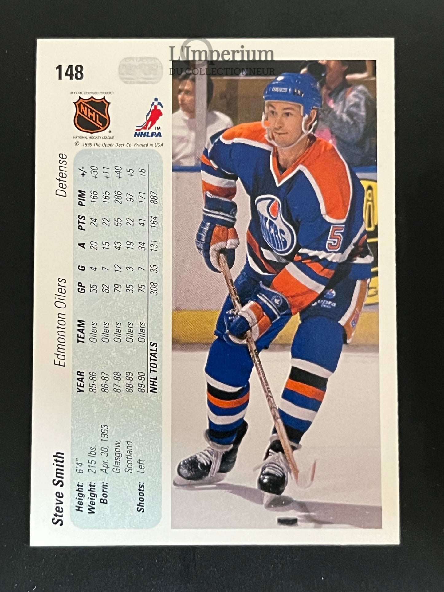148. Steve Smith Upper Deck 1990-91 Hockey Card