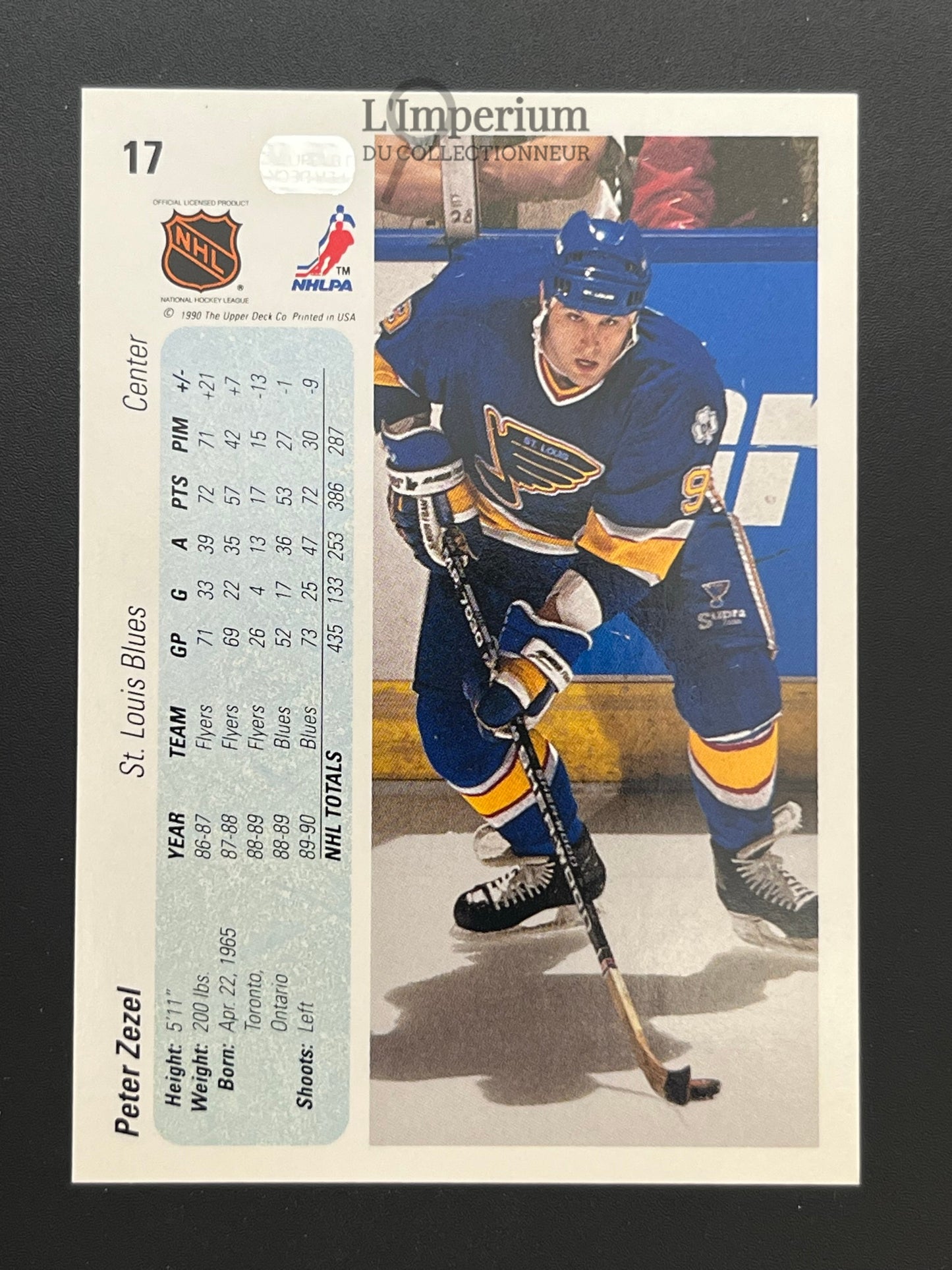 17. Peter Zezel Upper Deck 1990-91 Hockey Card