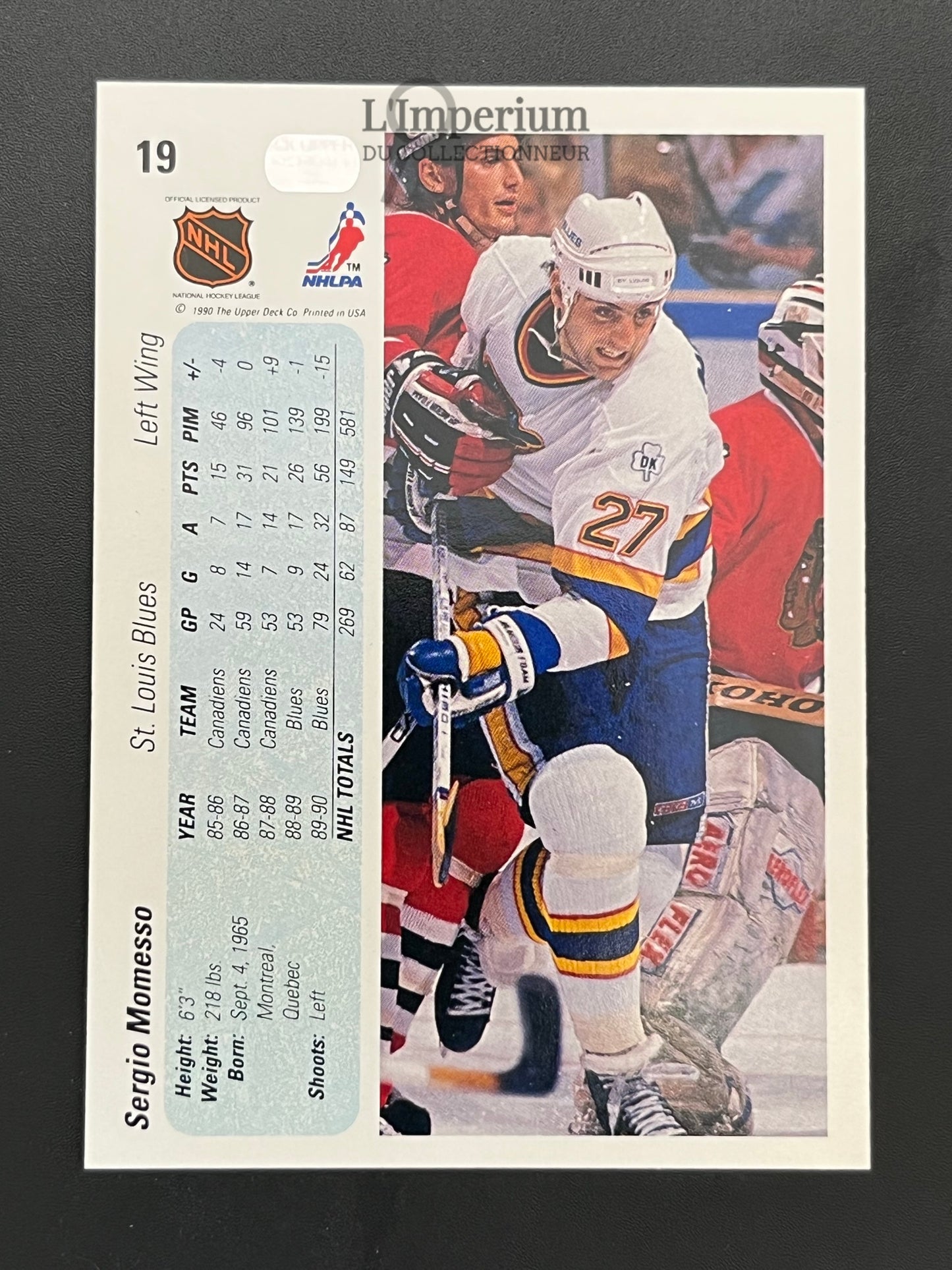 19. Sergio Momesso RC Upper Deck 1990-91 Hockey Card