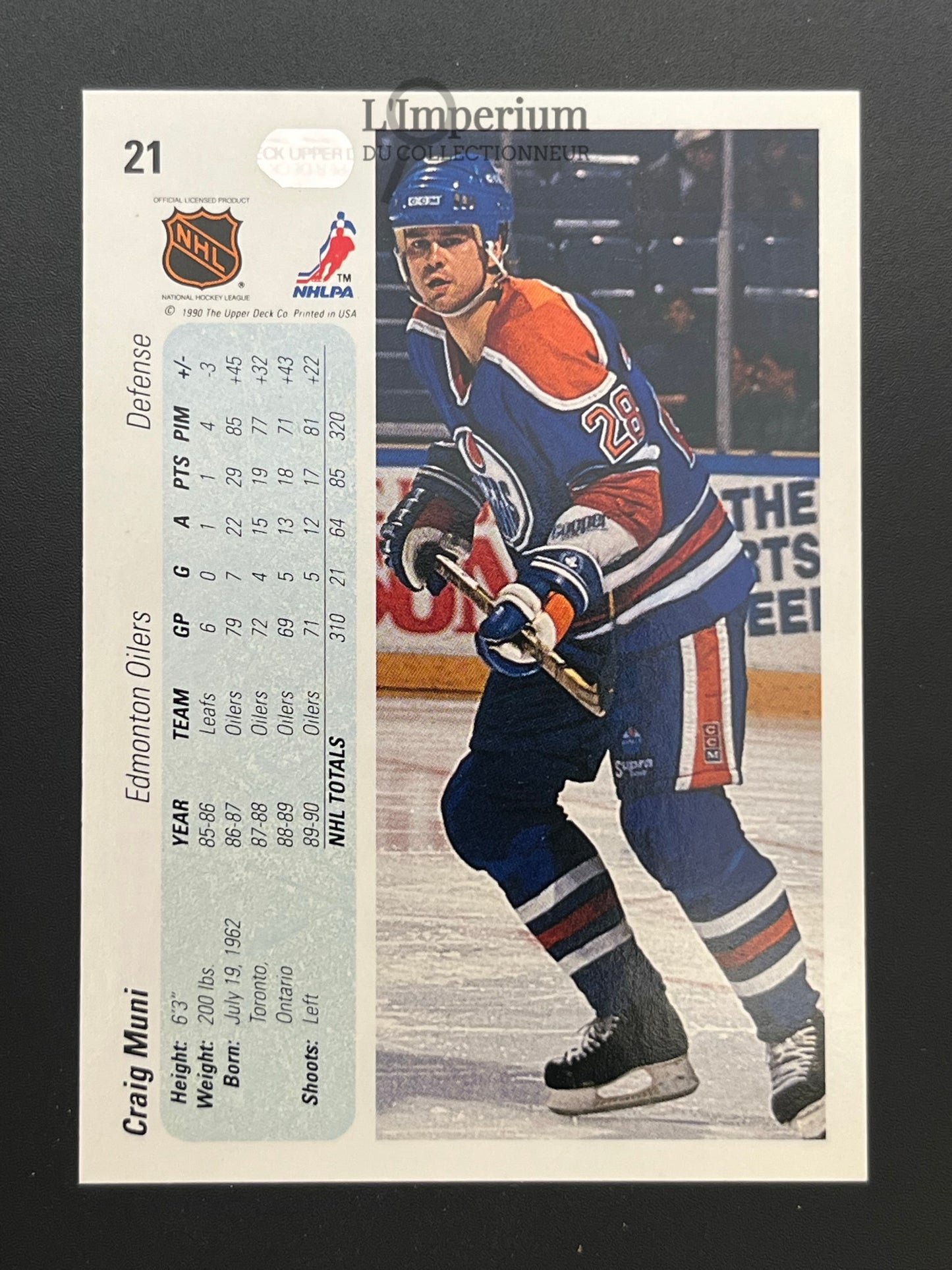 21. Graig Muni Upper Deck 1990-91 Hockey Card
