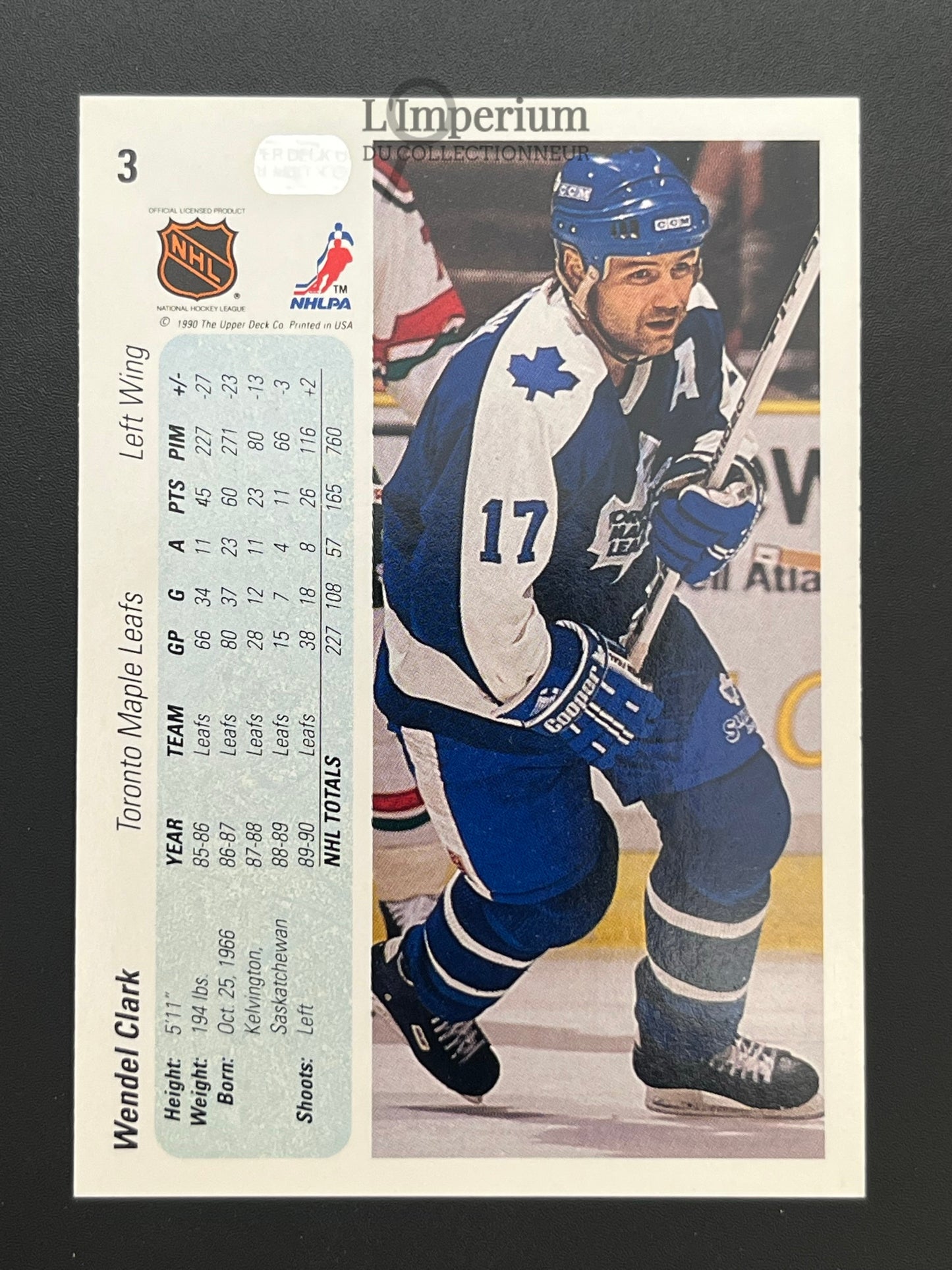 3. Wendel Clark Upper Deck 1990-91 Hockey Card