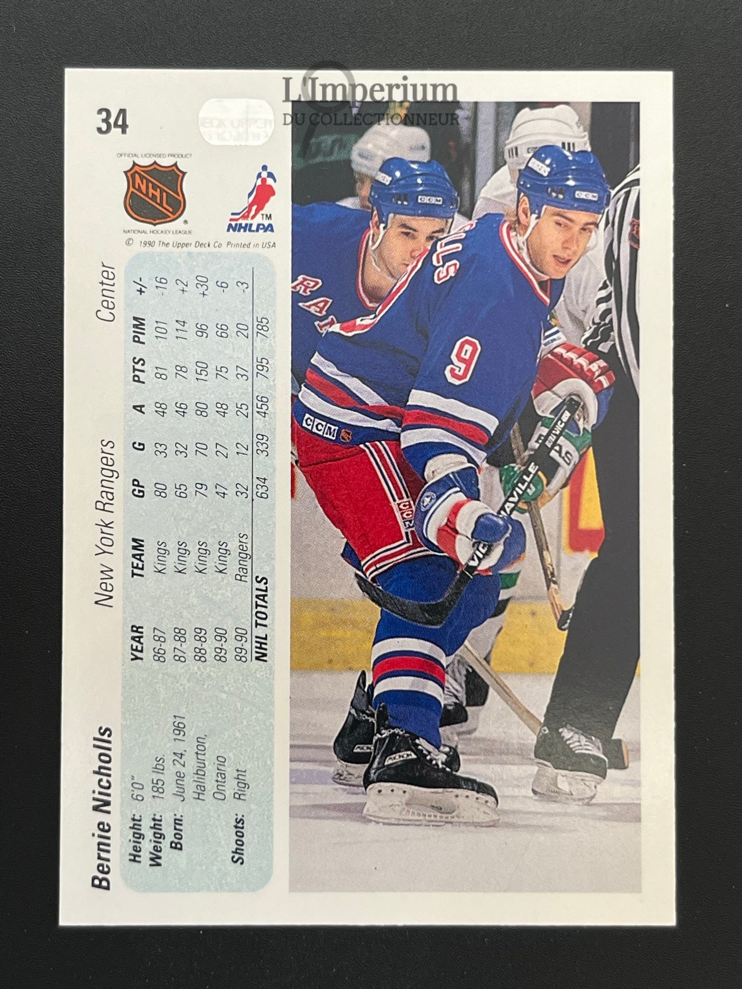 34. Bernie Nicholls Upper Deck 1990-91 Hockey Card