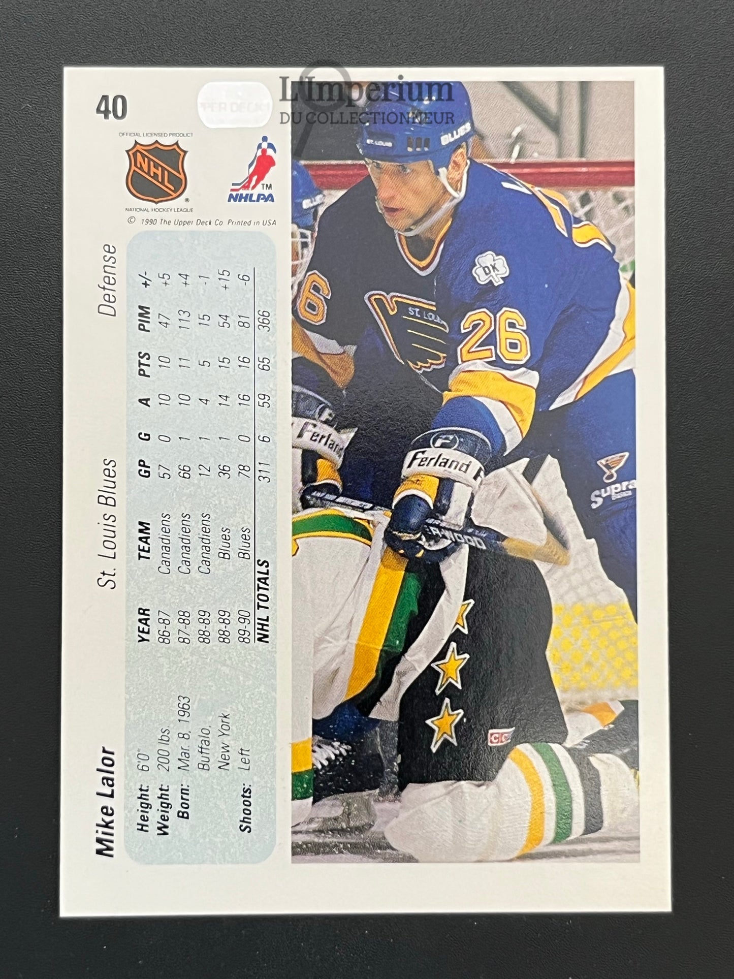 40. Mike Lalor RC Upper Deck 1990-91 Hockey Card