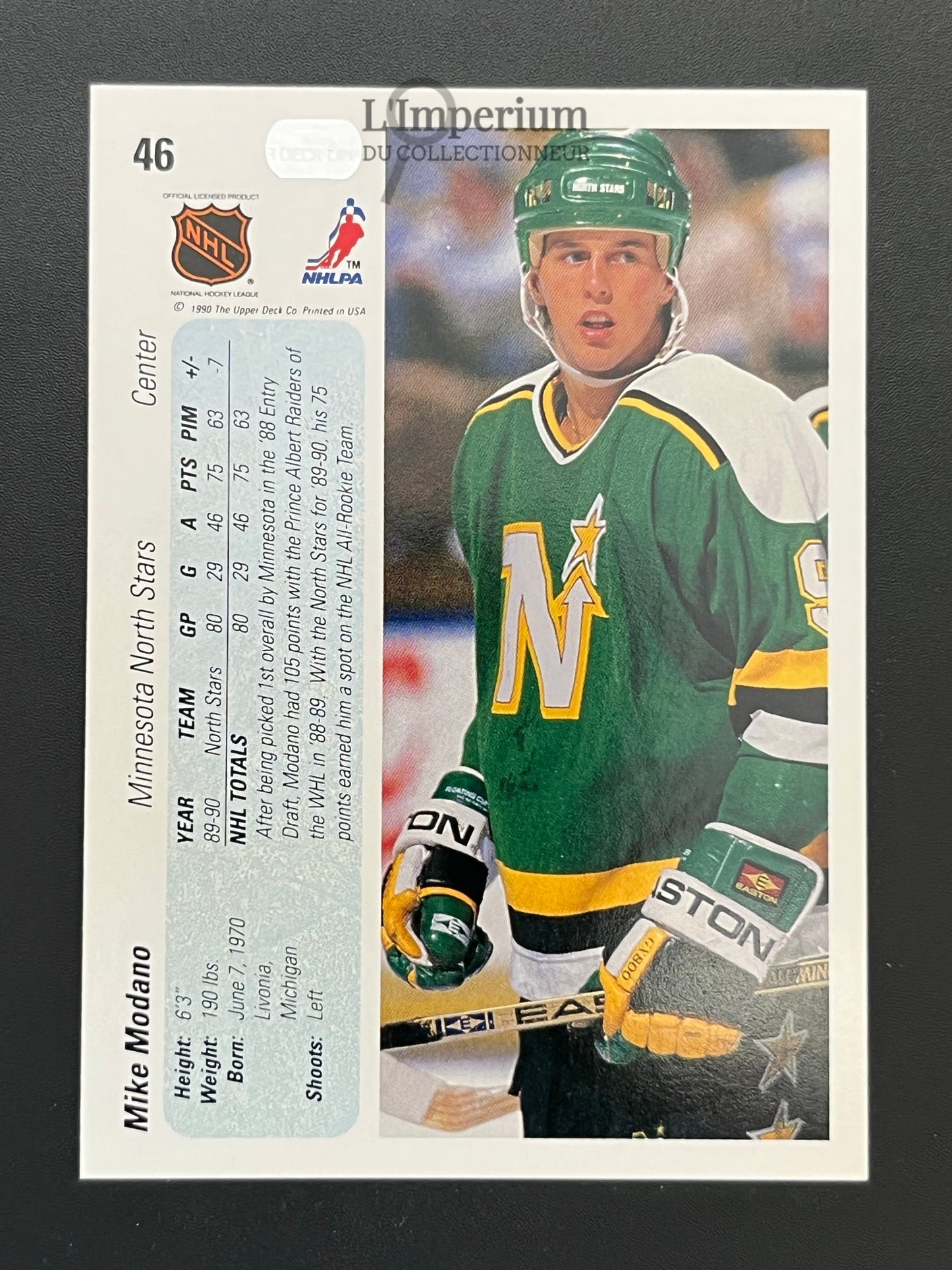 46. Mike Modano RC Upper Deck 1990-91 Hockey Card