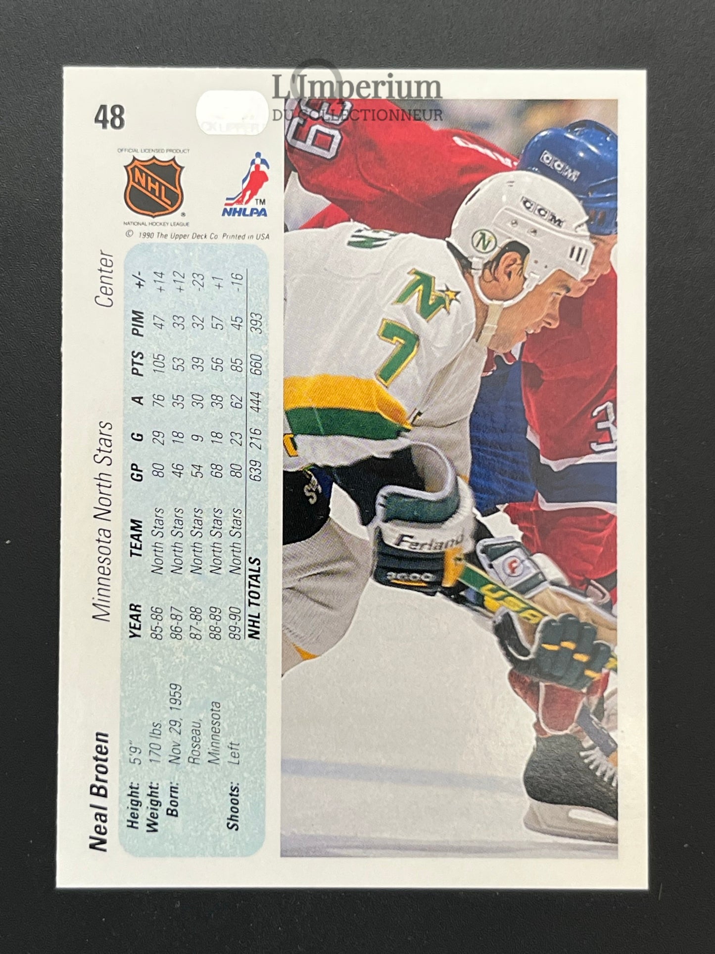 48. Neal Broten Upper Deck 1990-91 Hockey Card