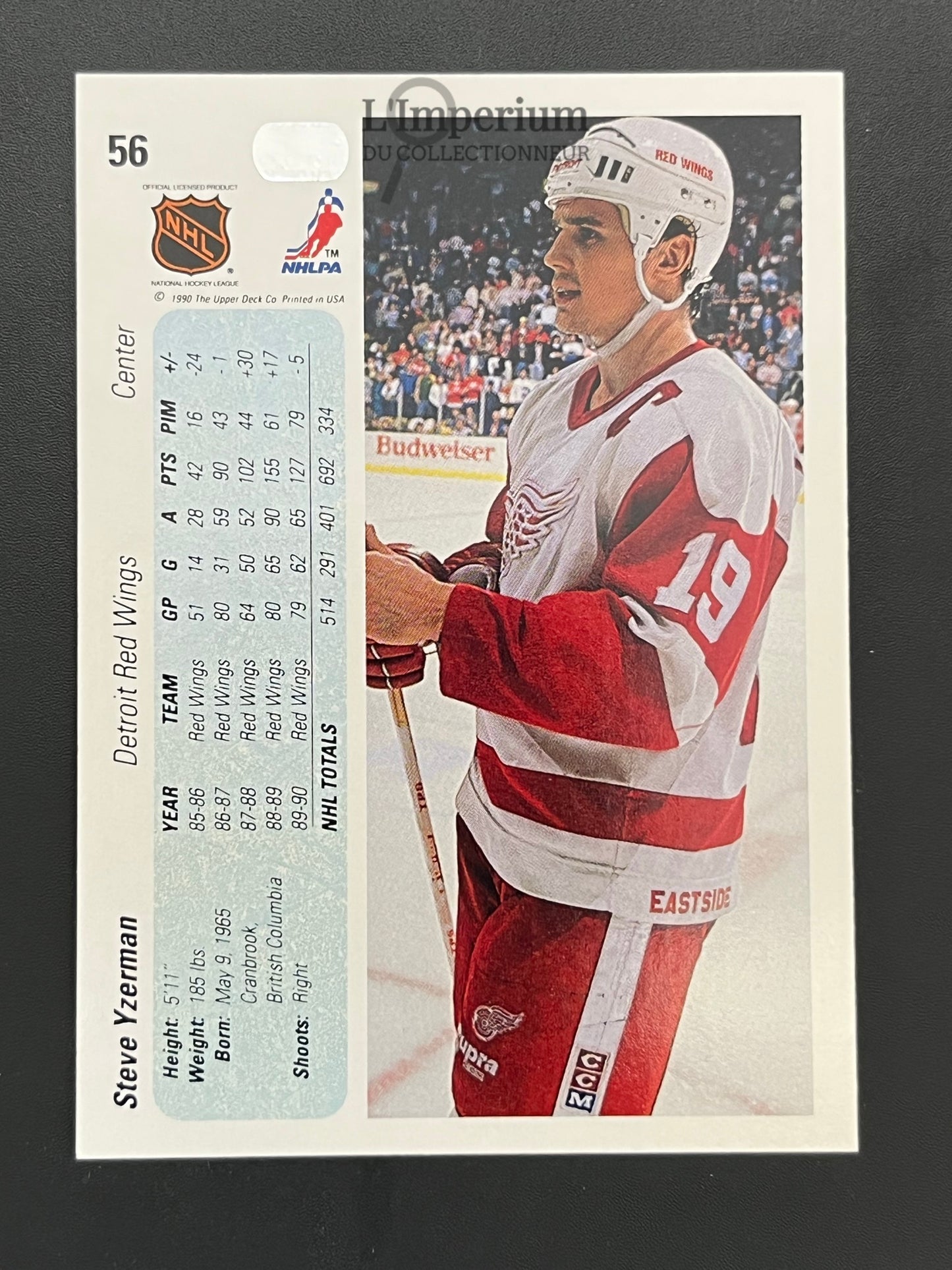 56. Steve Yzerman Upper Deck 1990-91 Hockey Card