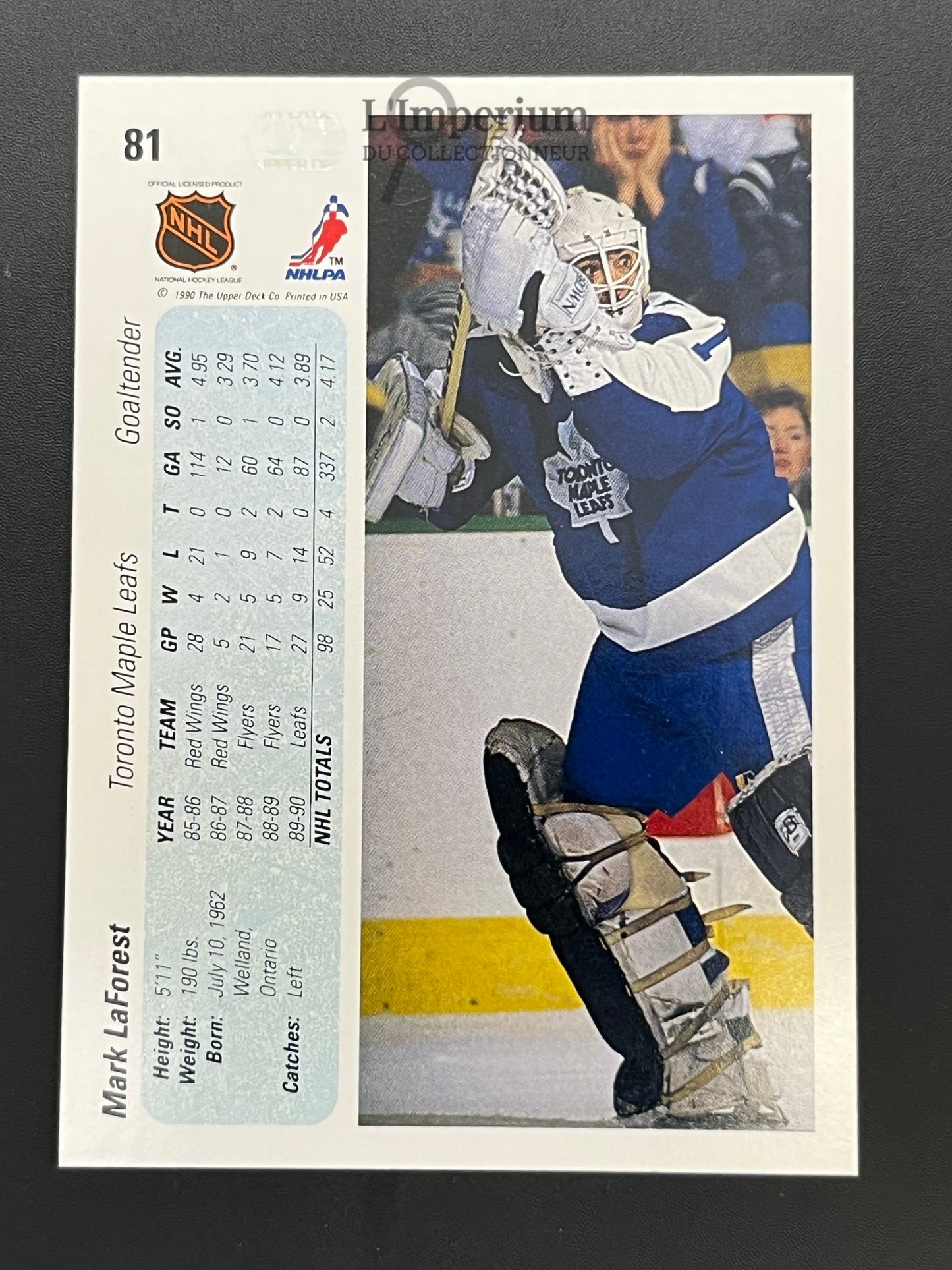 81. Mark LaForest RC Upper Deck 1990-91 Hockey Card