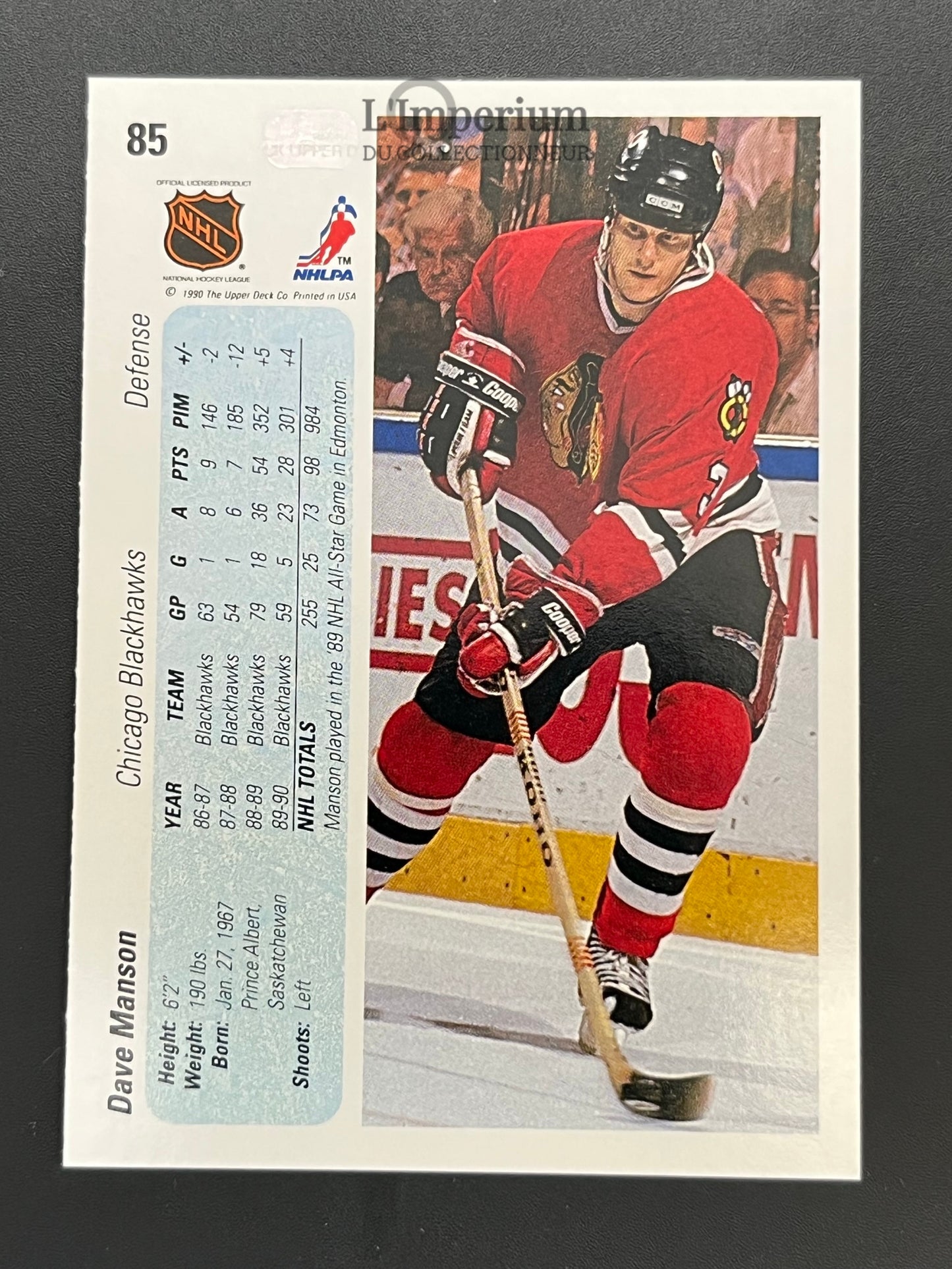85. Dave Manson Upper Deck 1990-91 Hockey Card