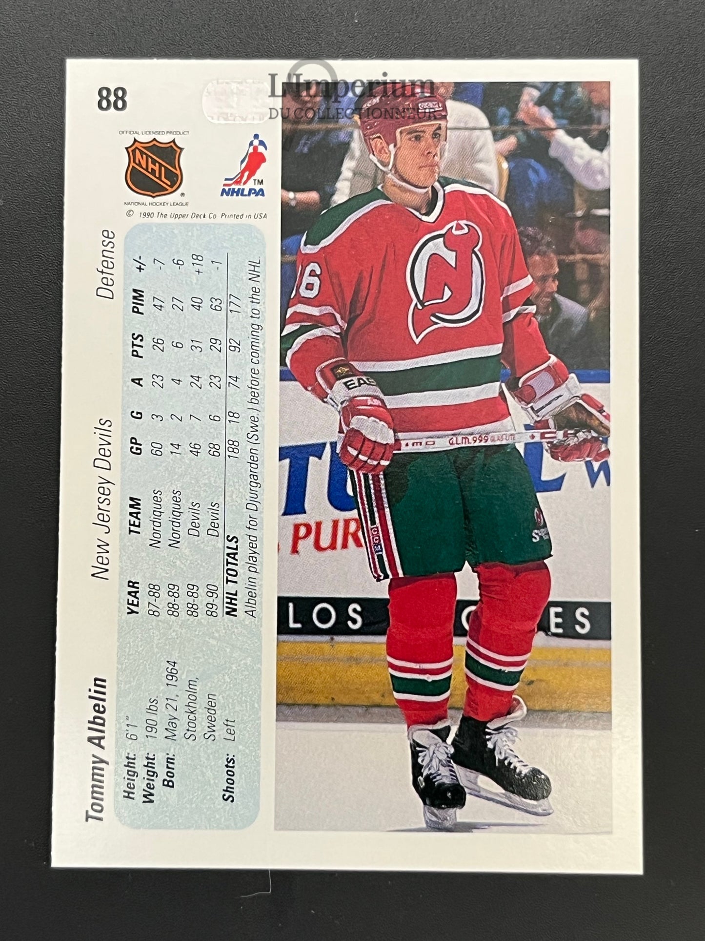 88. Tommy Albelin Upper Deck 1990-91 Hockey Card