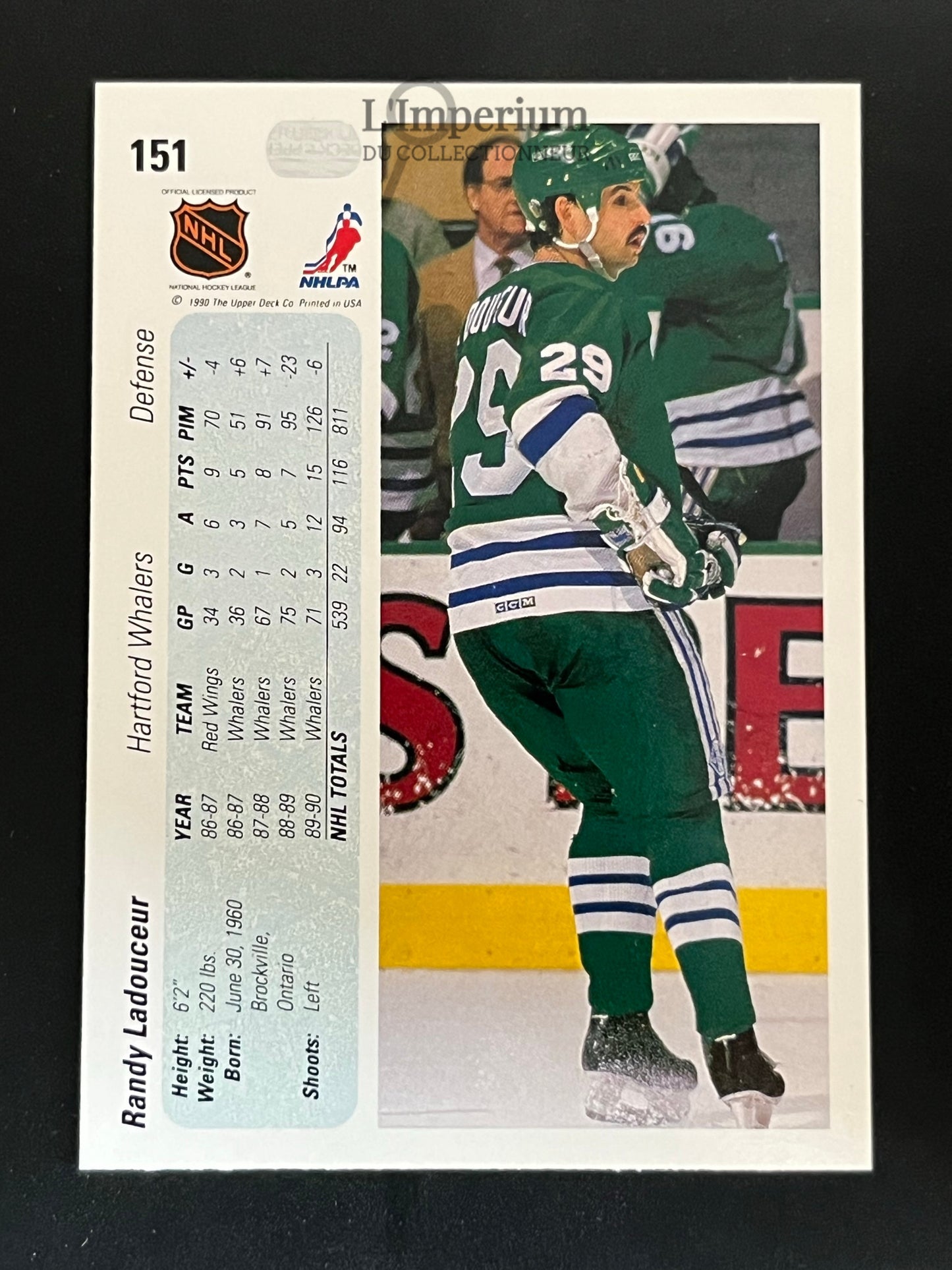 151. Randy Ladouceur Upper Deck 1990-91 Hockey Card
