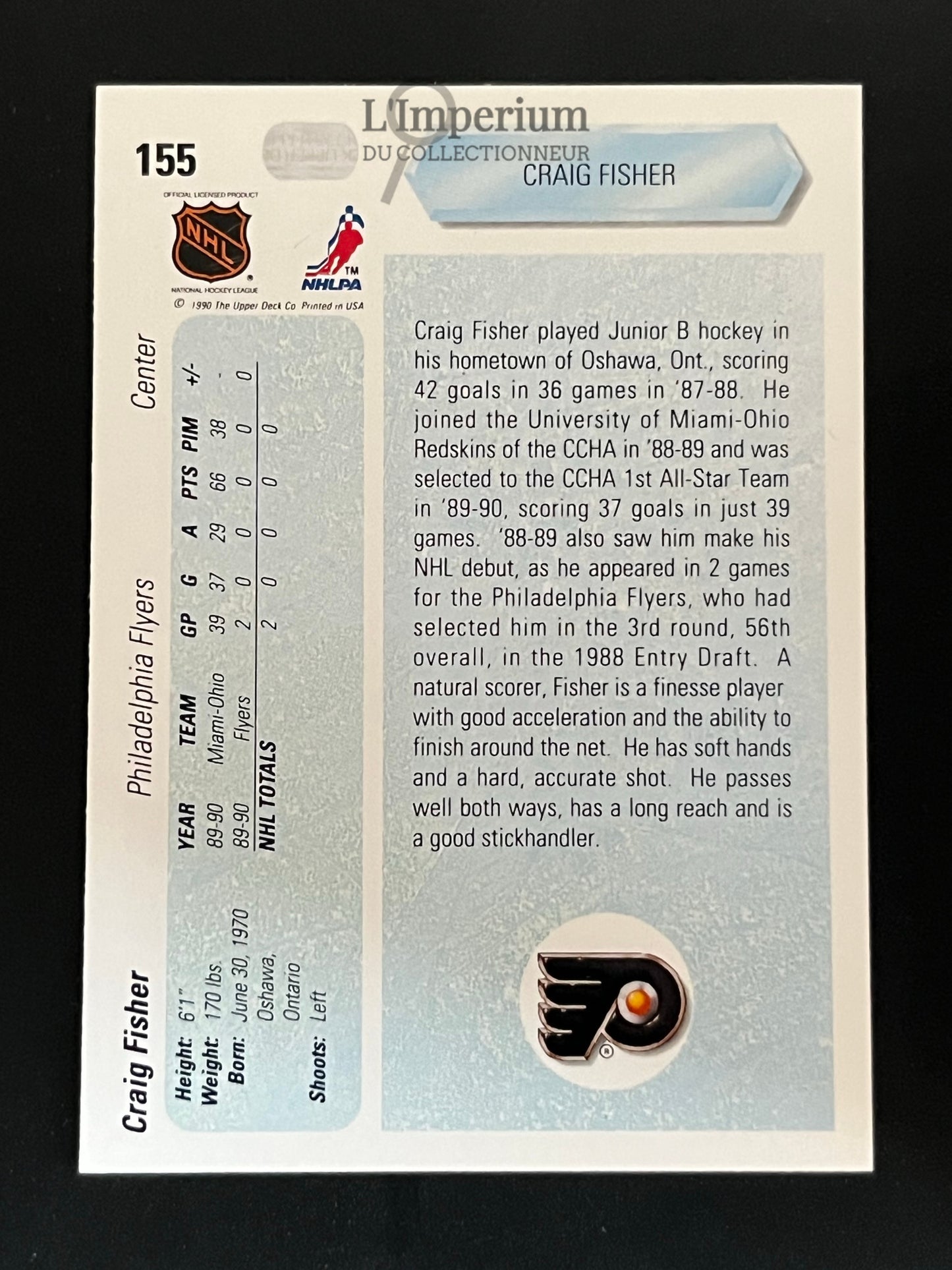 155. Craig Fisher RC Upper Deck 1990-91 Hockey Card
