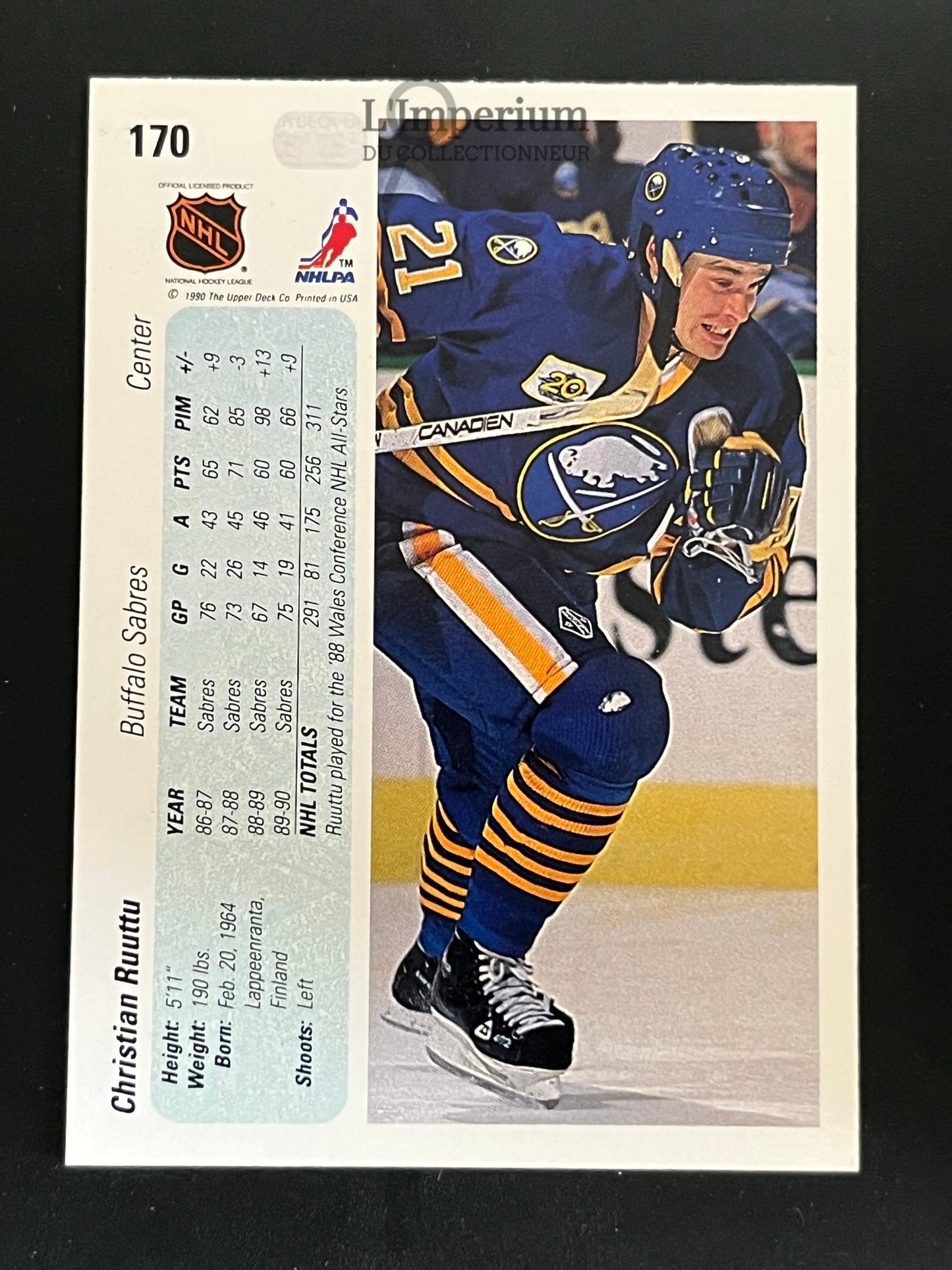 170. Christian Ruuttu Upper Deck 1990-91 Hockey Card