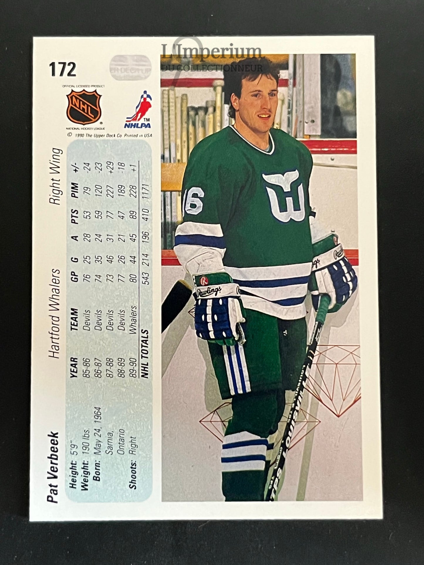 172. Pat Verbeek Upper Deck 1990-91 Hockey Card