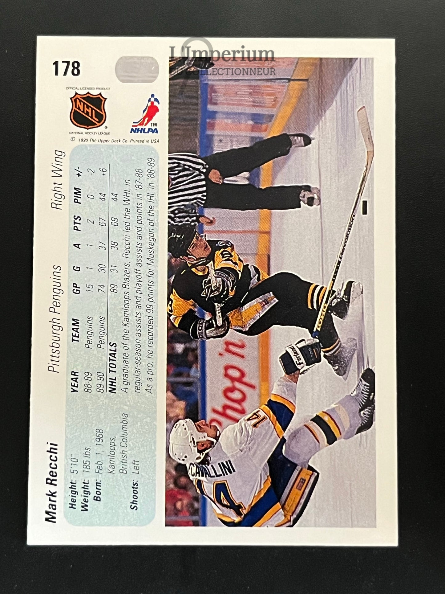 178. Mark Recchi RC Upper Deck 1990-91 Hockey Card