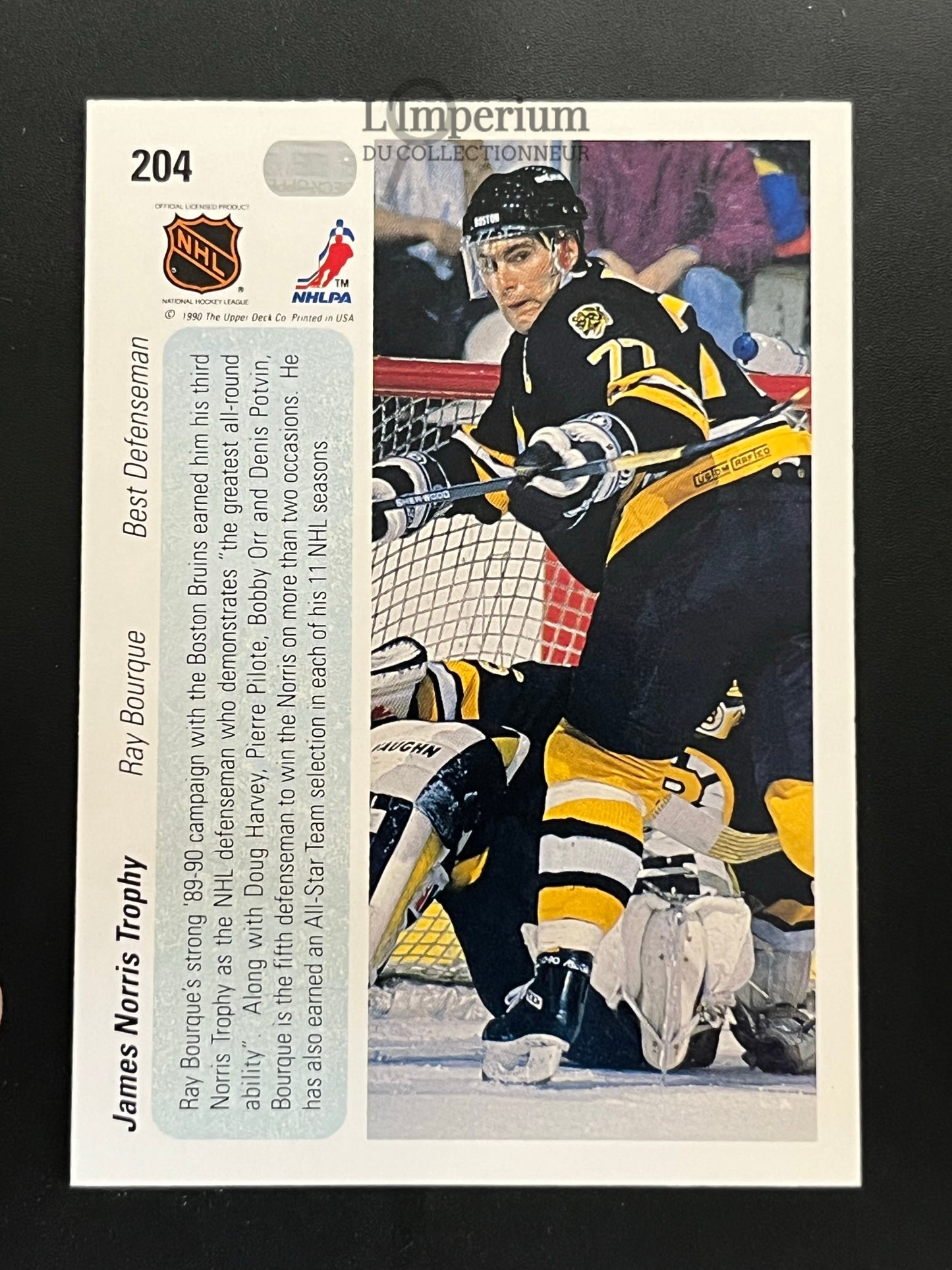 204. Ray Bourque (Norris) Upper Deck 1990-91 Hockey Card