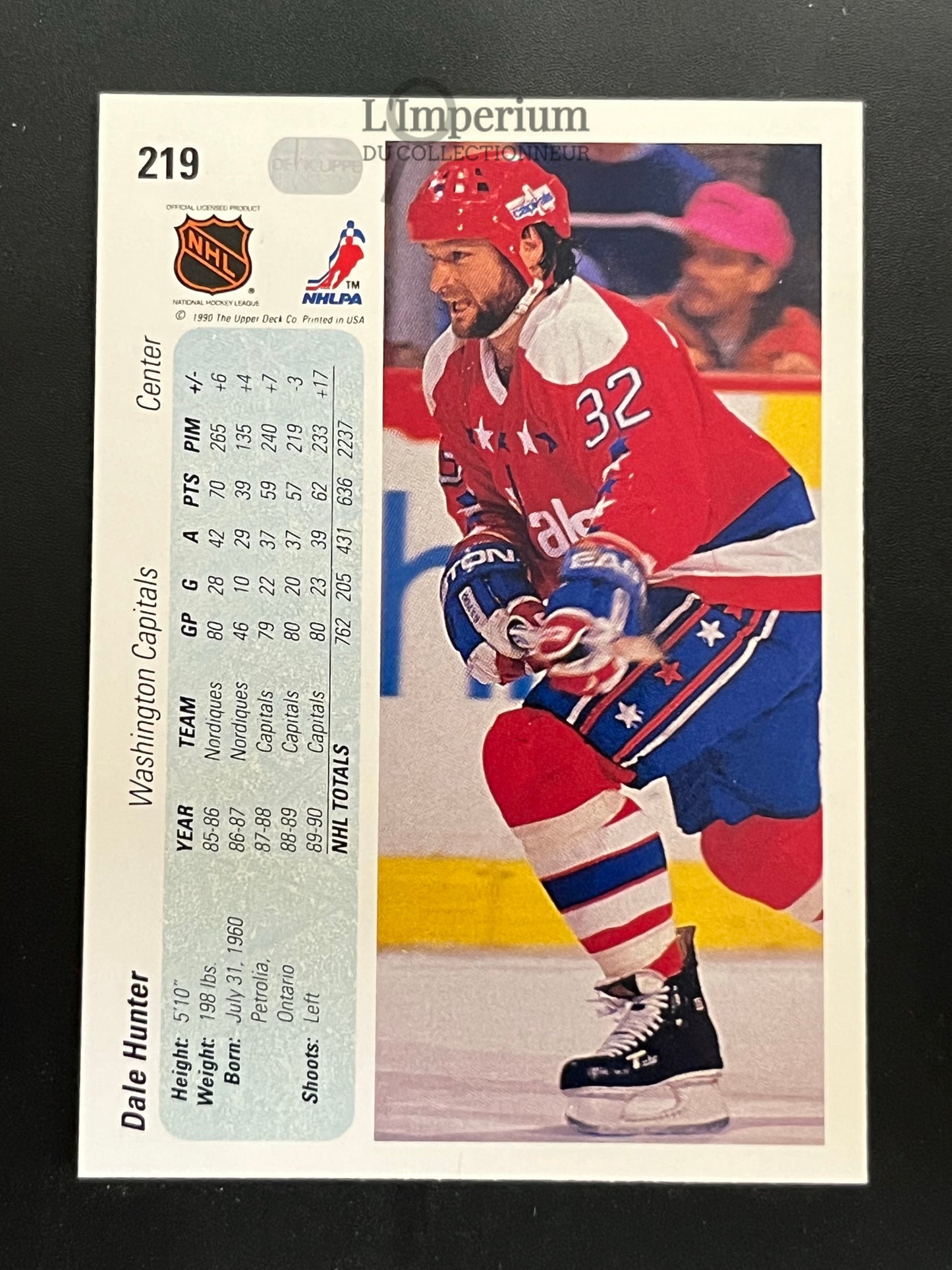 219. Dale Hunter Upper Deck 1990-91 Hockey Card