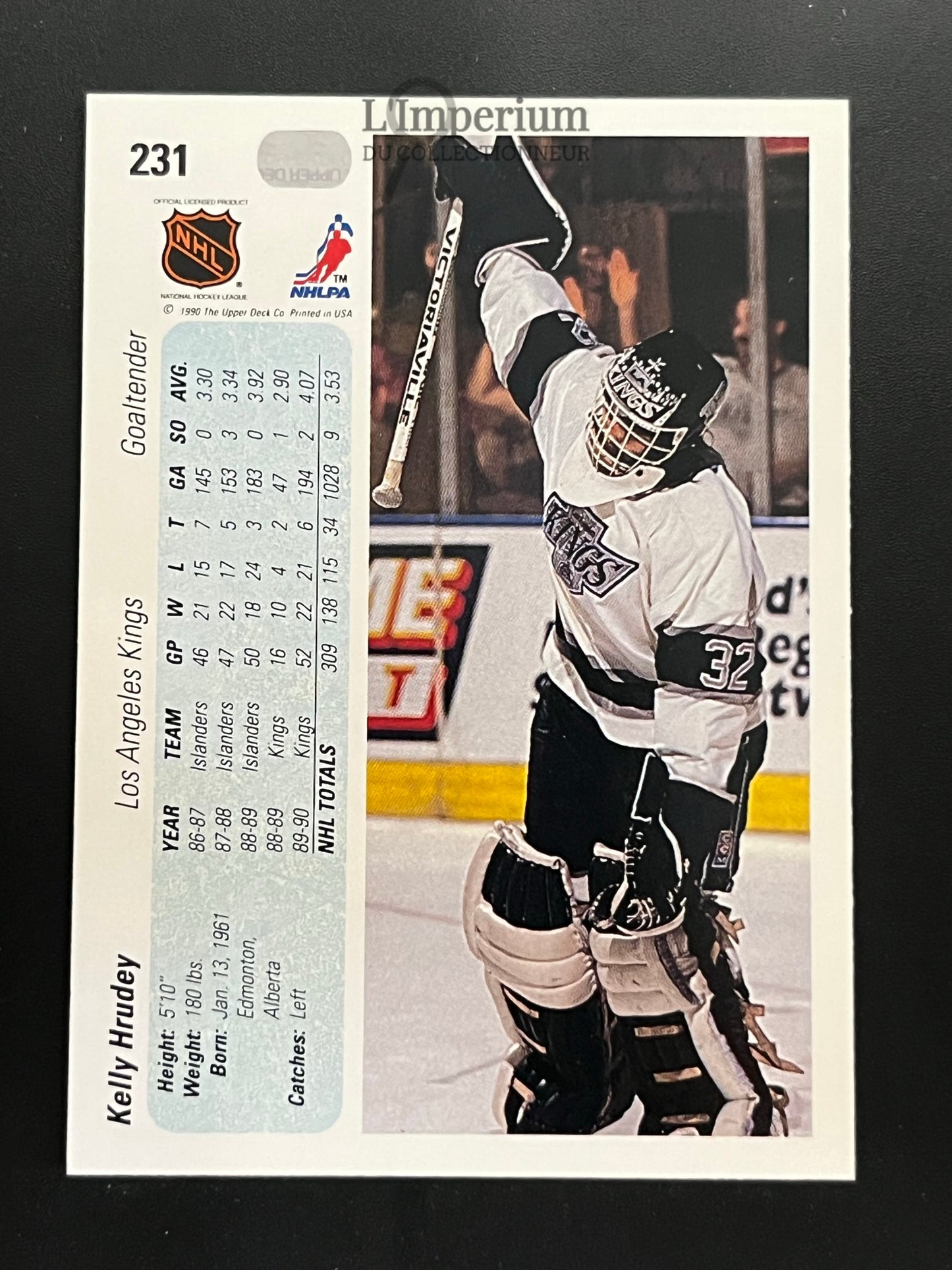 231. Kelly Hrudey Upper Deck 1990-91 Hockey Card