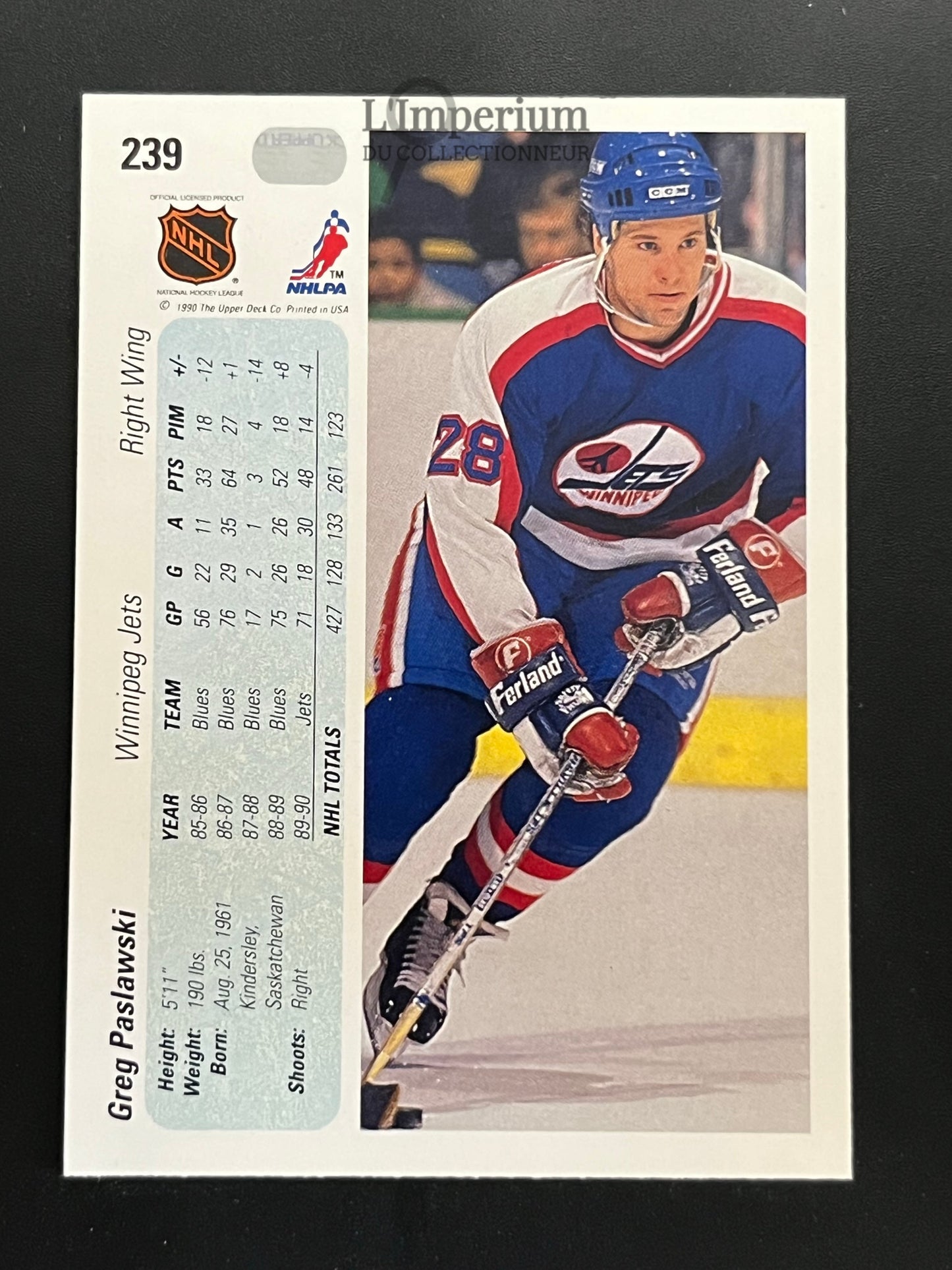 239. Greg Paslawski Upper Deck 1990-91 Hockey Card