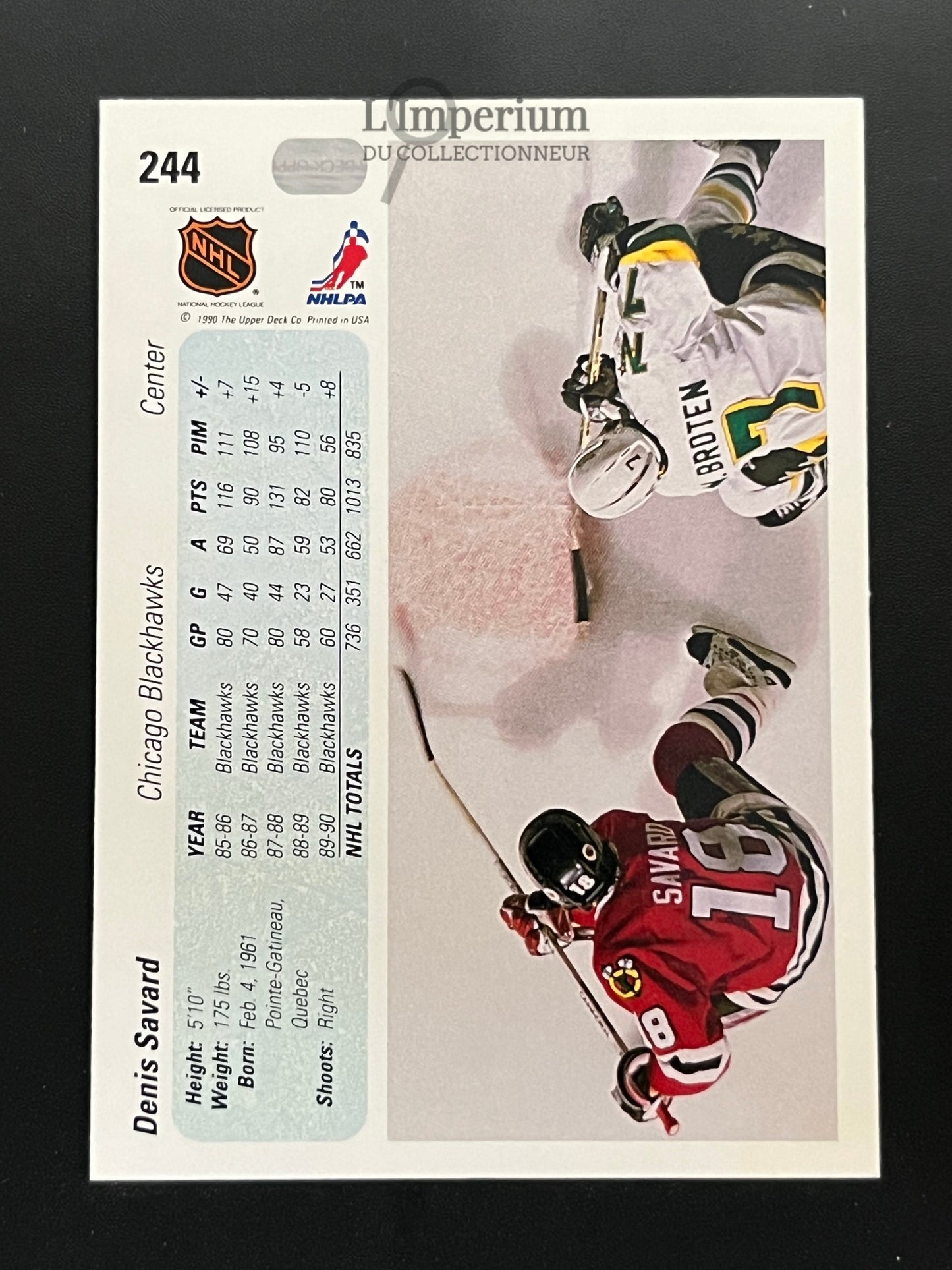 244. Denis Savard Upper Deck 1990-91 Hockey Card