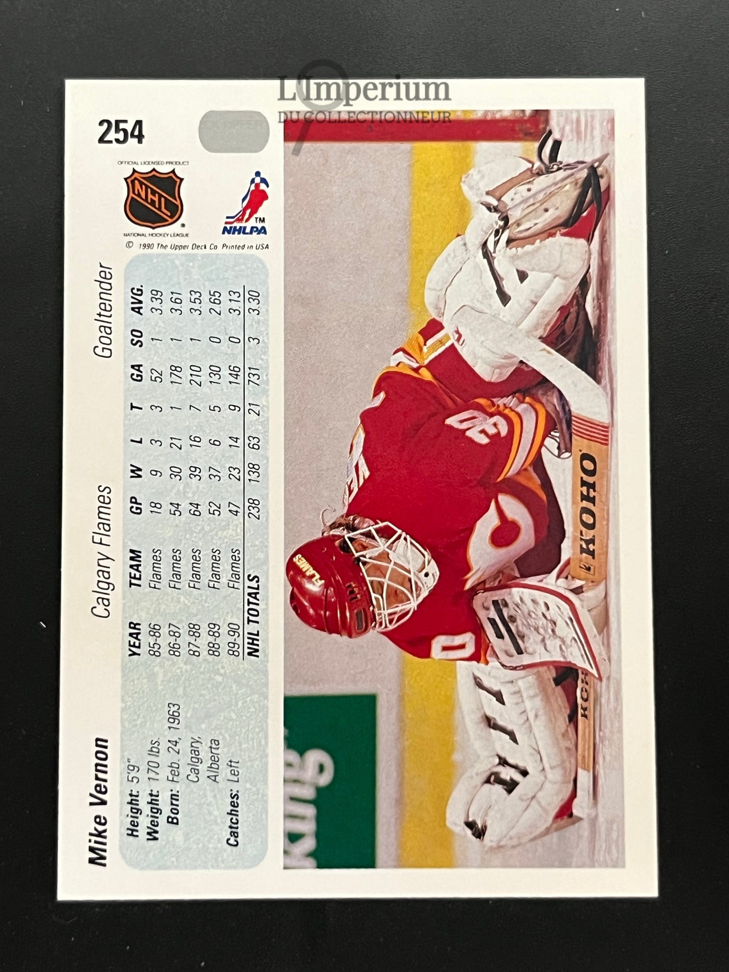 254. Mike Vernon Upper Deck 1990-91 Hockey Card