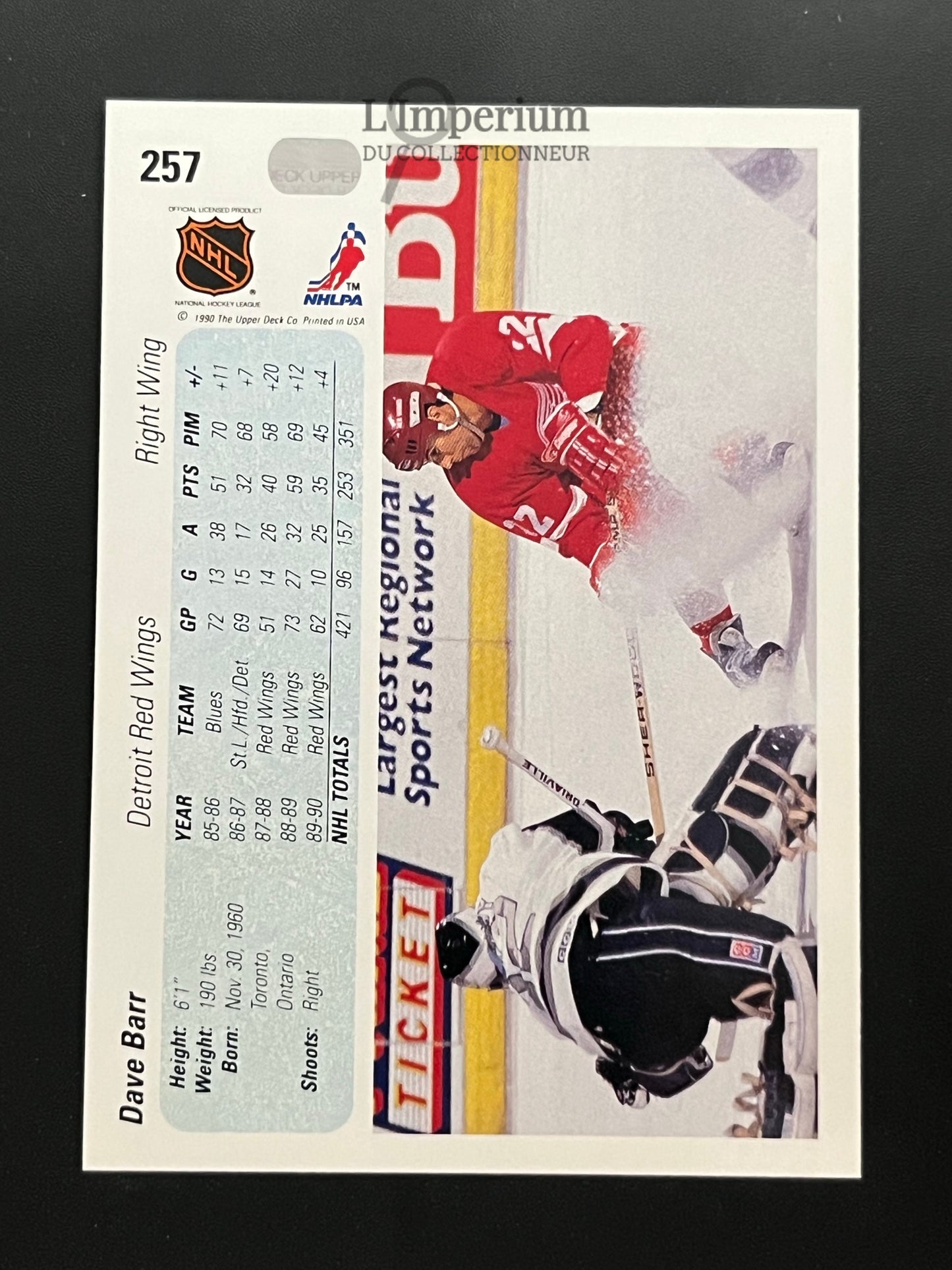 257. Dave Barr Upper Deck 1990-91 Hockey Card