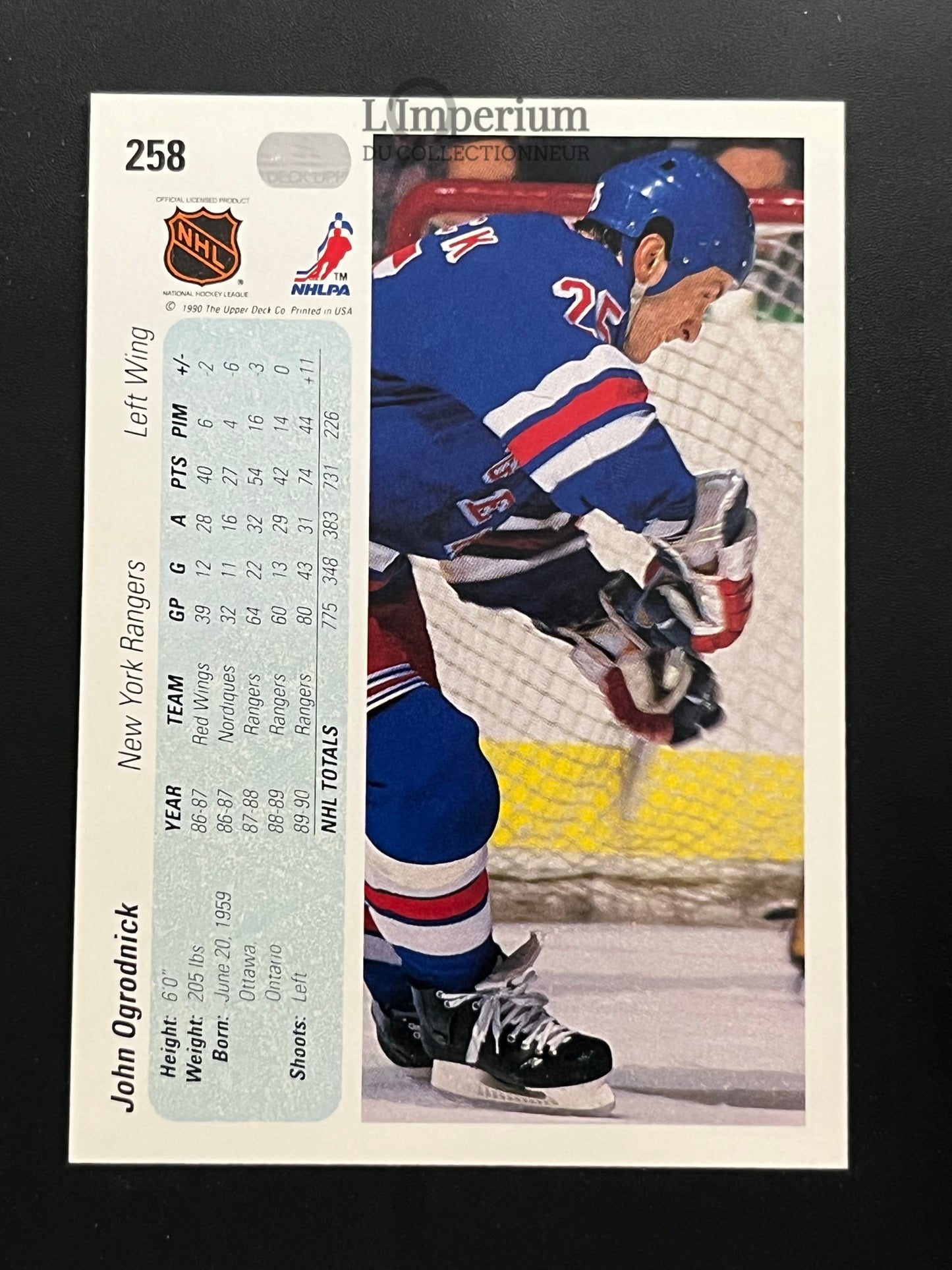 258. John Ogrodnick Upper Deck 1990-91 Hockey Card