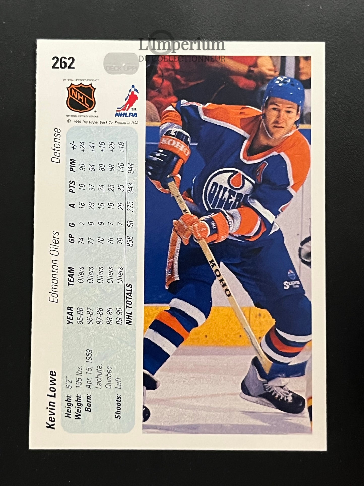 262. Kevin Lowe Upper Deck 1990-91 Hockey Card