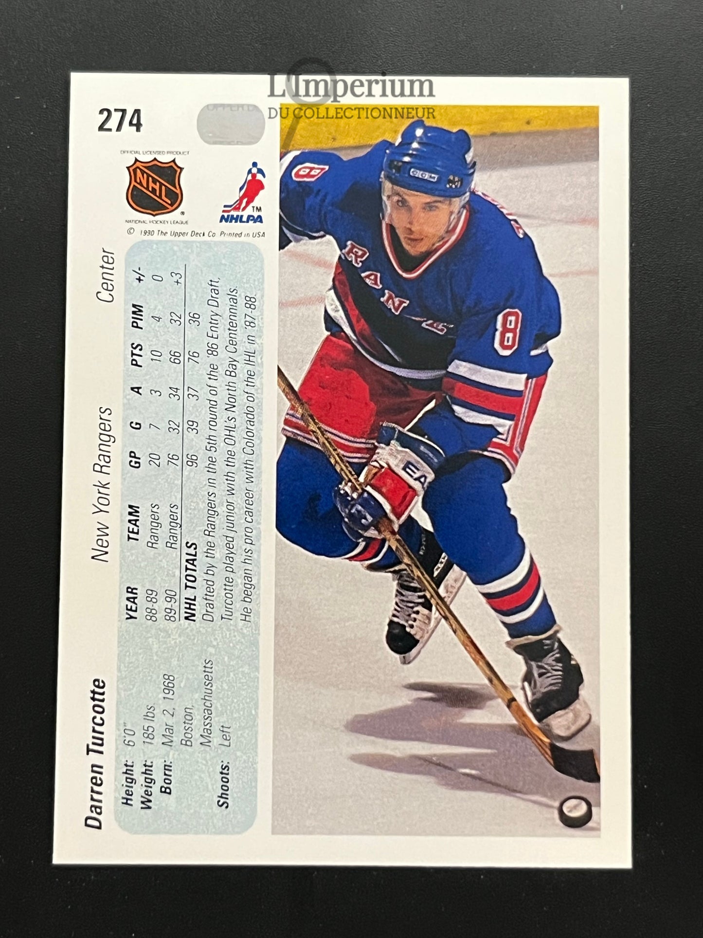 274. Darren Turcotte RC Upper Deck 1990-91 Hockey Card