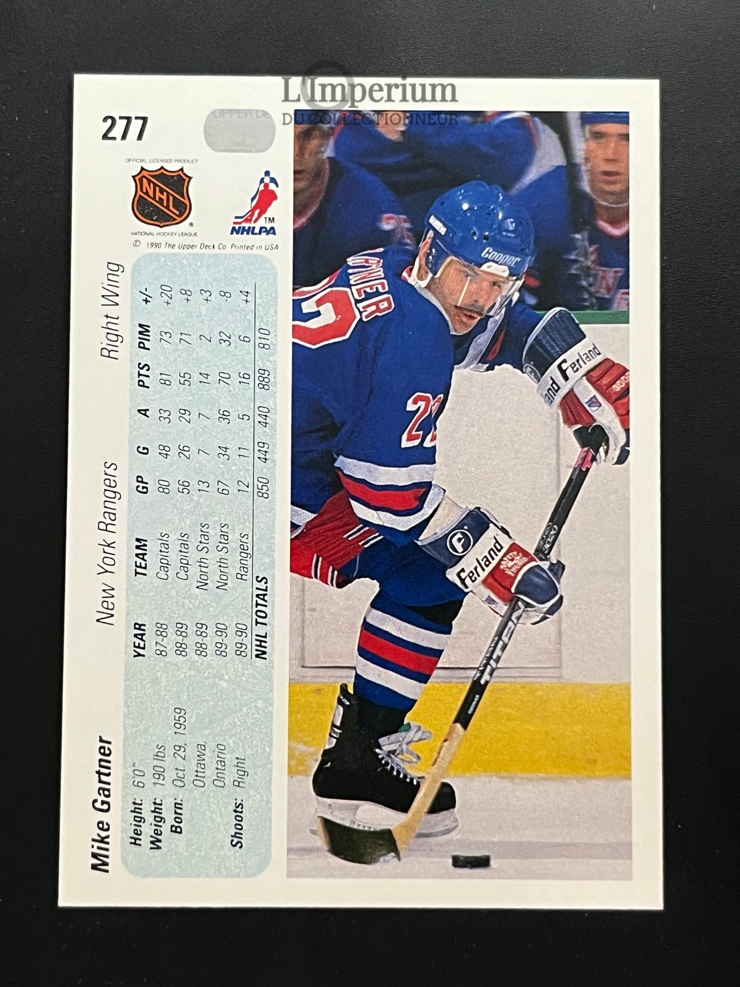 277. Mike Gartner Upper Deck 1990-91 Hockey Card