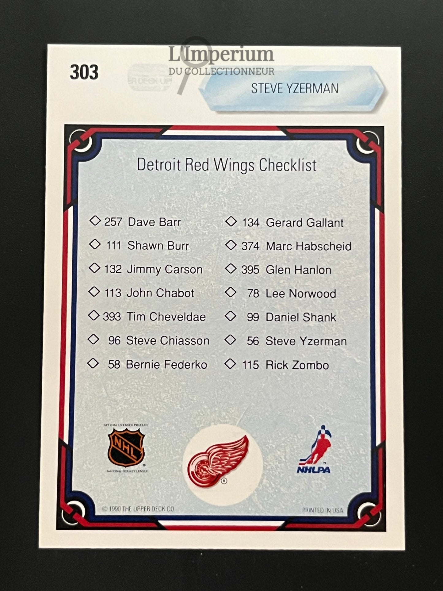 303. Steve Yzerman TC Upper Deck 1990-91 Hockey Card