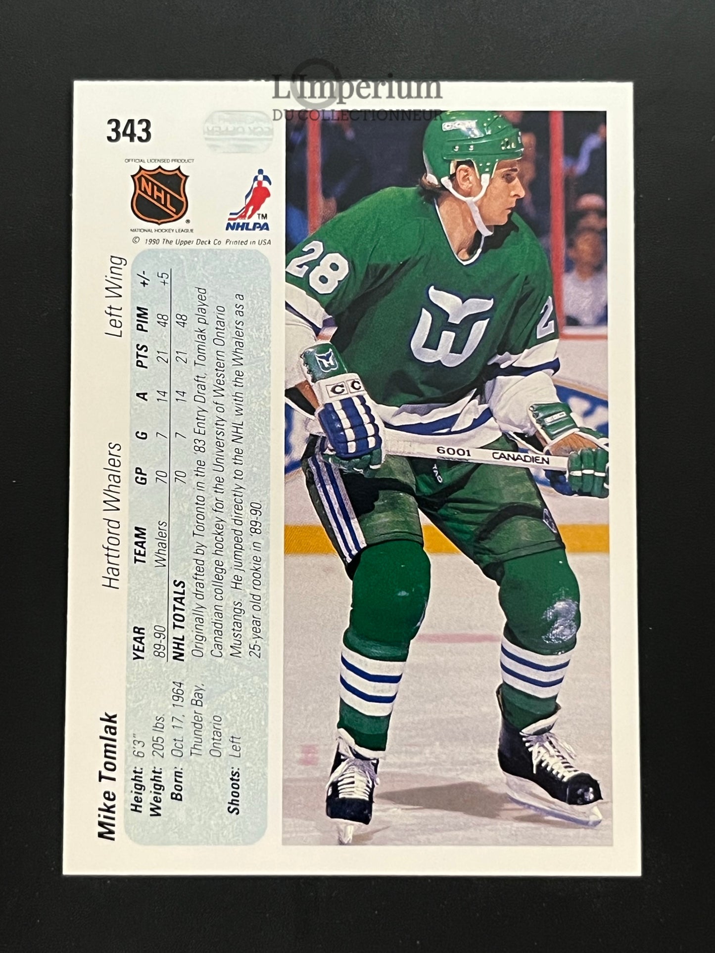 343. Mike Tomlak RC Upper Deck 1990-91 Hockey Card