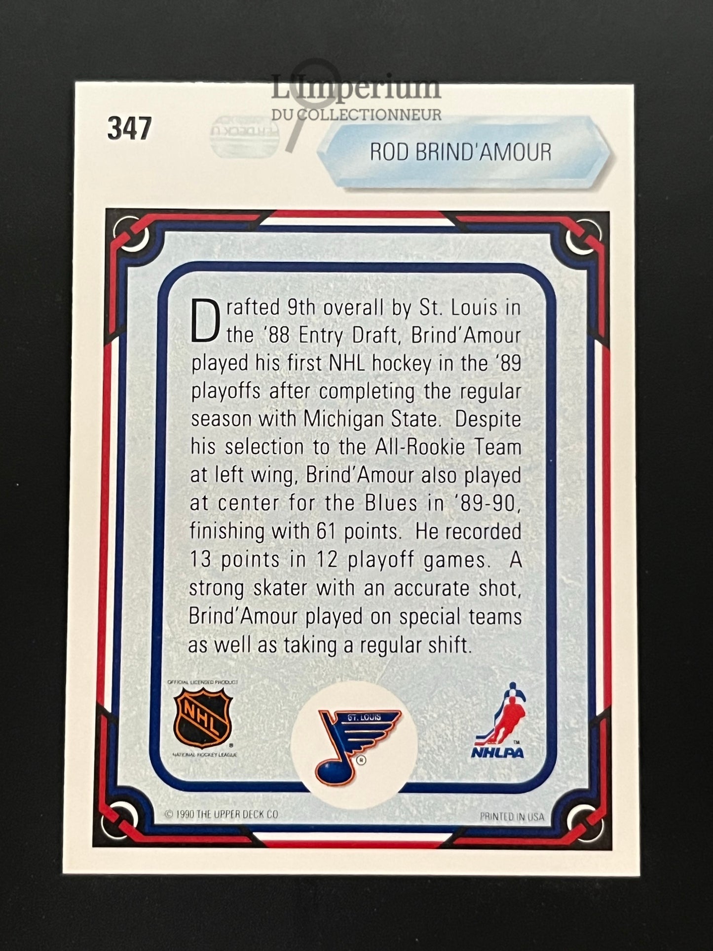 347. Rod Brind’Amour ART Upper Deck 1990-91 Hockey Card
