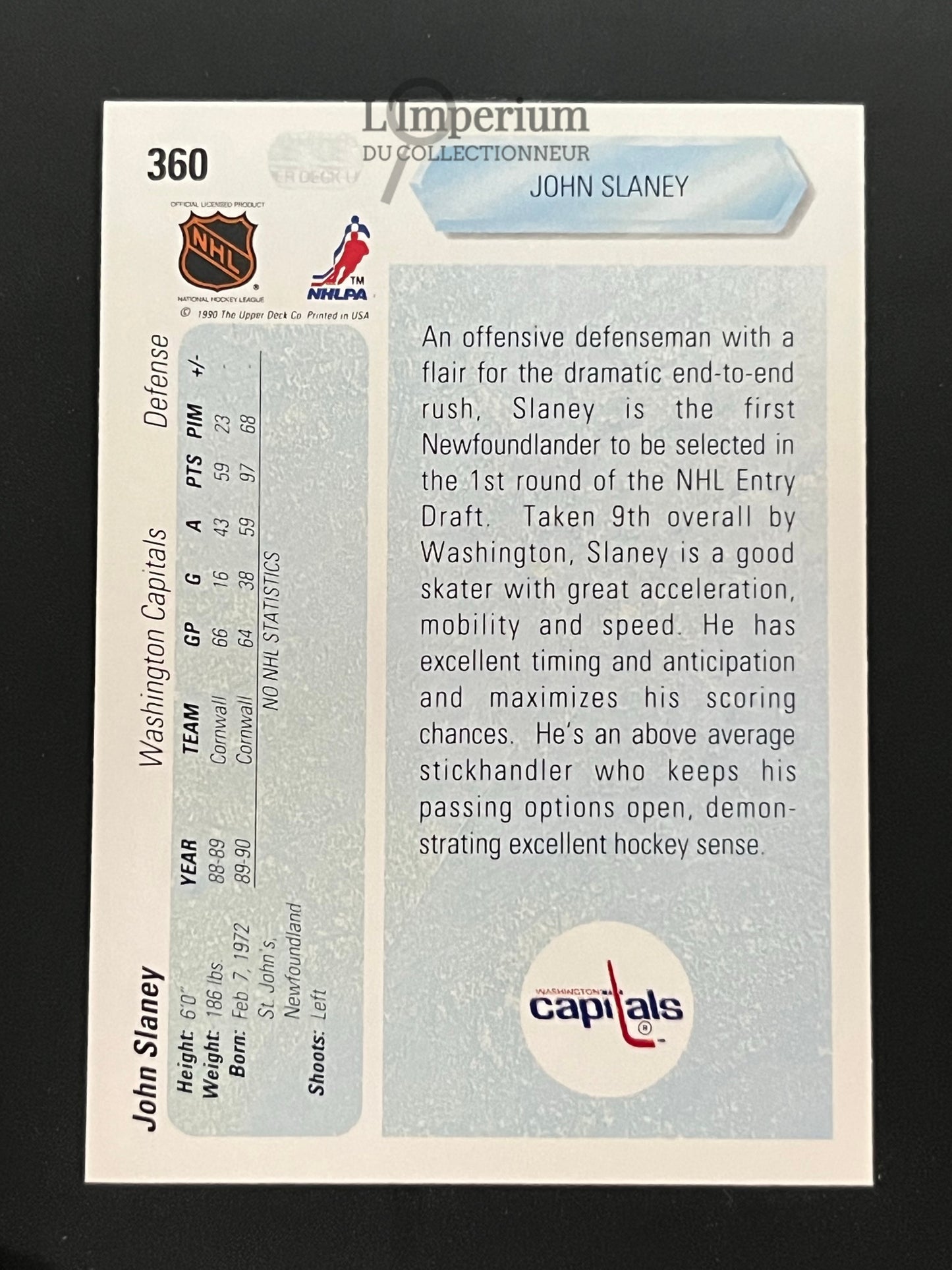 360. John Slaney RC Upper Deck 1990-91 Hockey Card