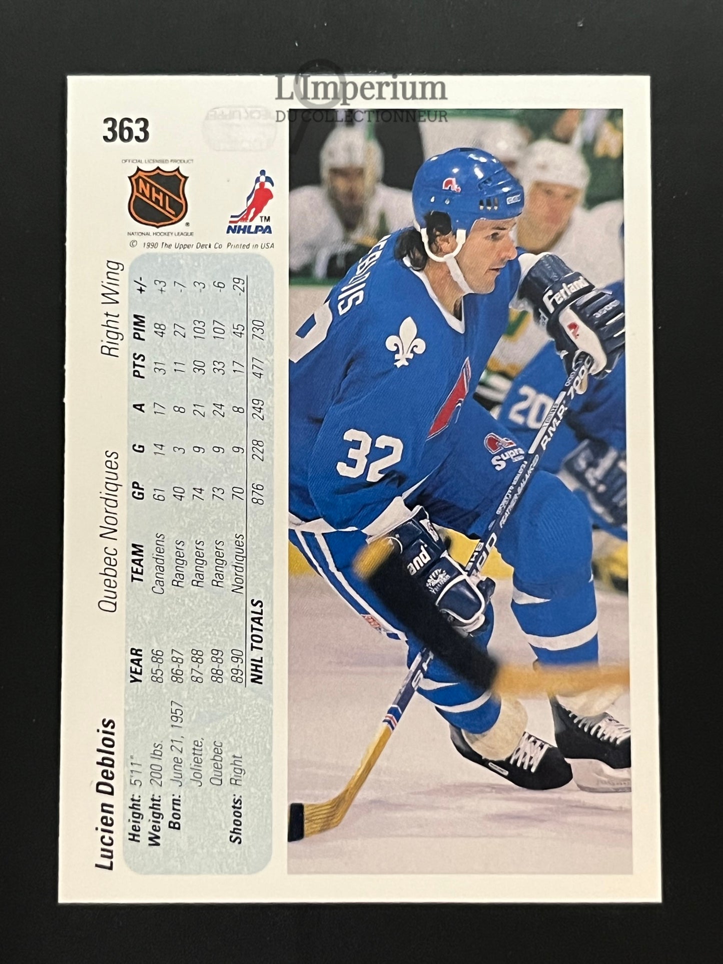 363. Lucien DeBlois Upper Deck 1990-91 Hockey Card