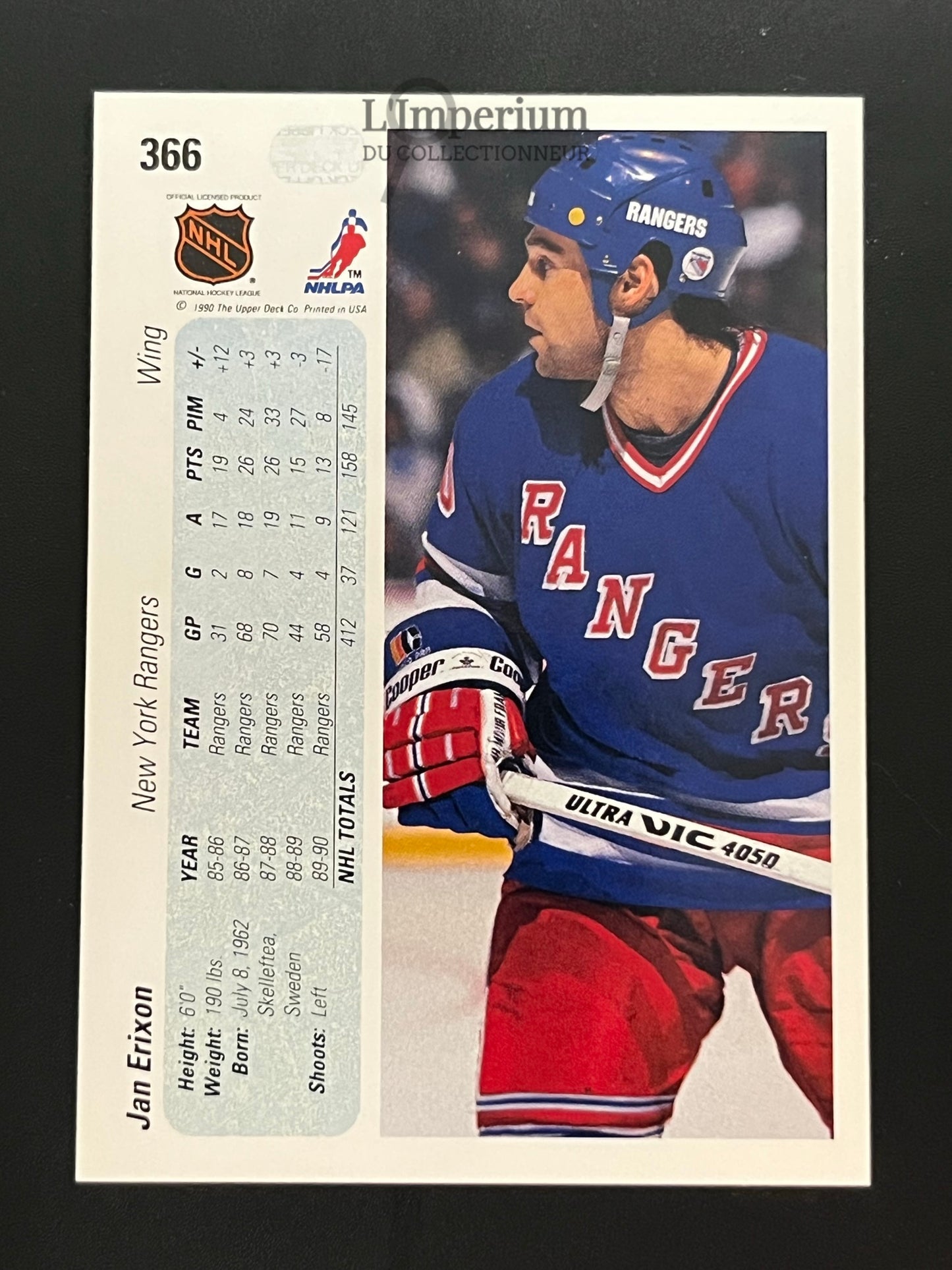 366. Jan Erixon Upper Deck 1990-91 Hockey Card