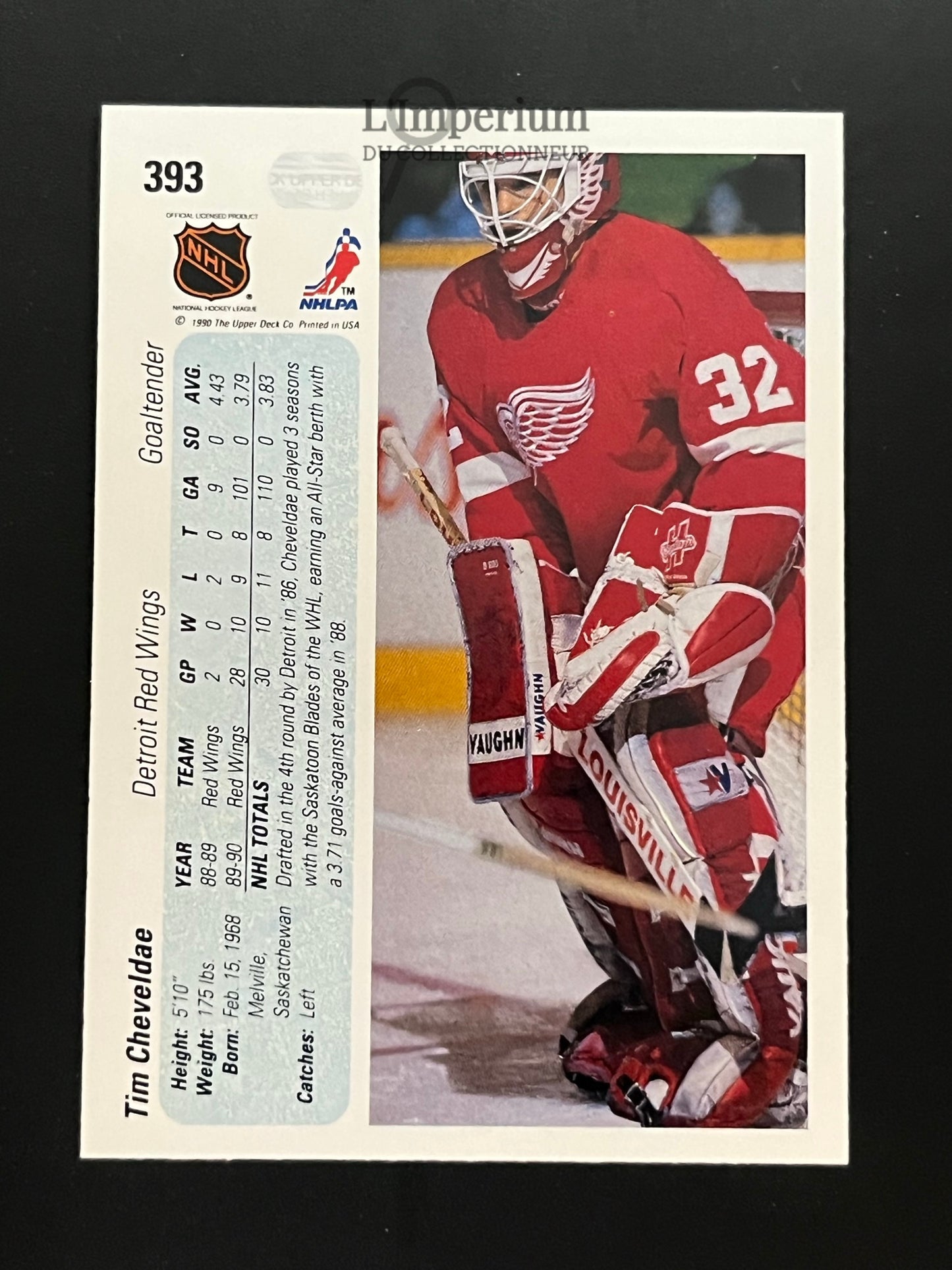 393. Tim Cheveldae RC Upper Deck 1990-91 Hockey Card