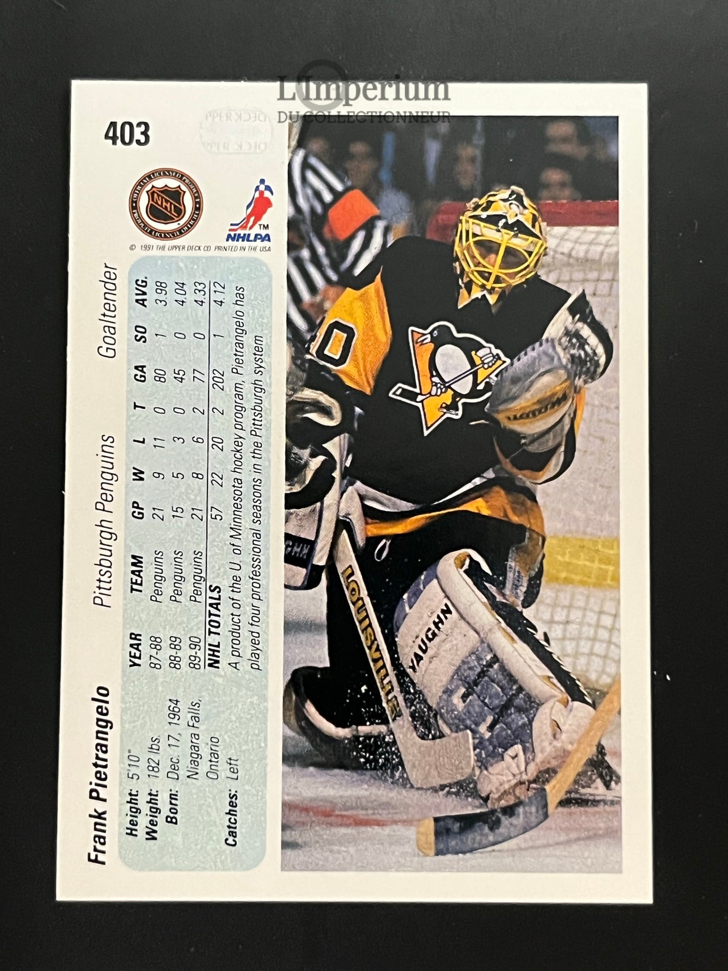 403. Frank Pietrangelo RC Upper Deck 1990-91 Hockey Card