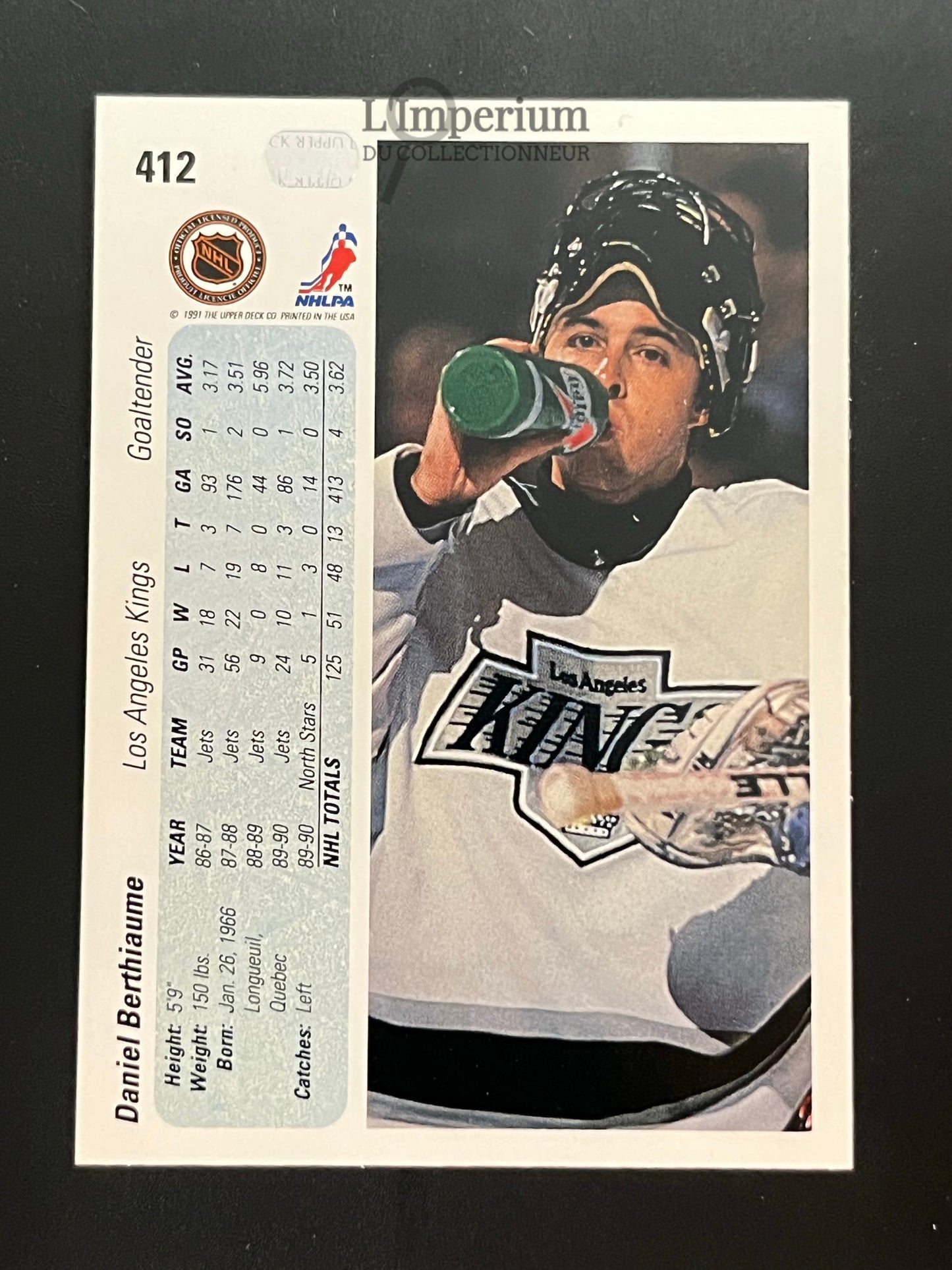 412. Daniel Berthiaume Upper Deck 1990-91 Hockey Card