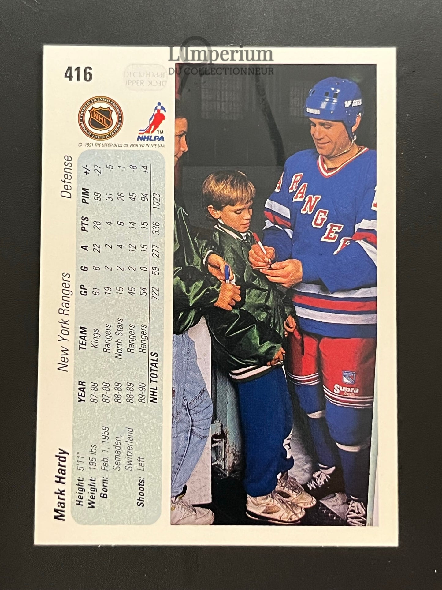 416. Mark Hardy Upper Deck 1990-91 Hockey Card