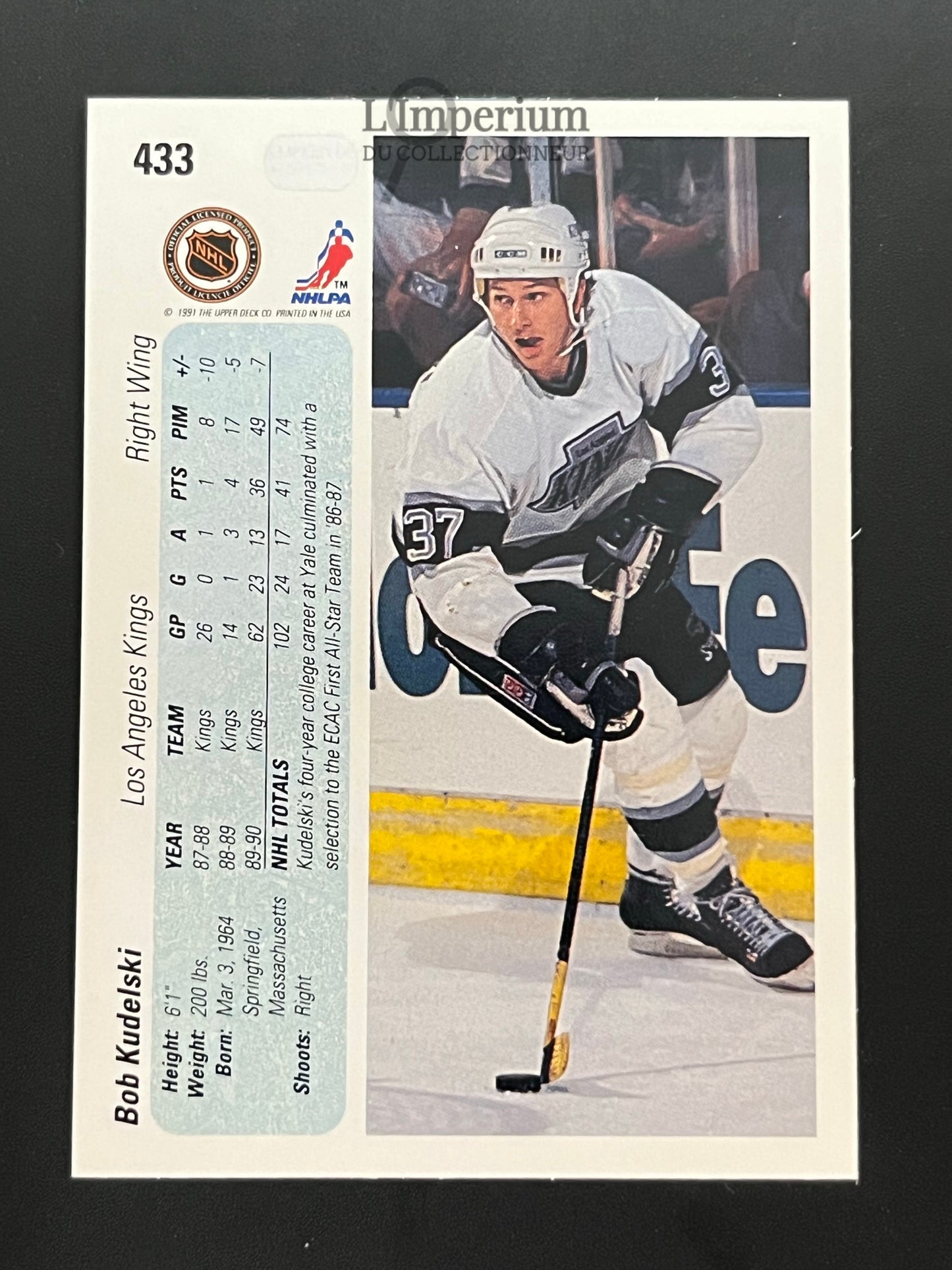 433. Bob Kudelski RC Upper Deck 1990-91 Hockey Card