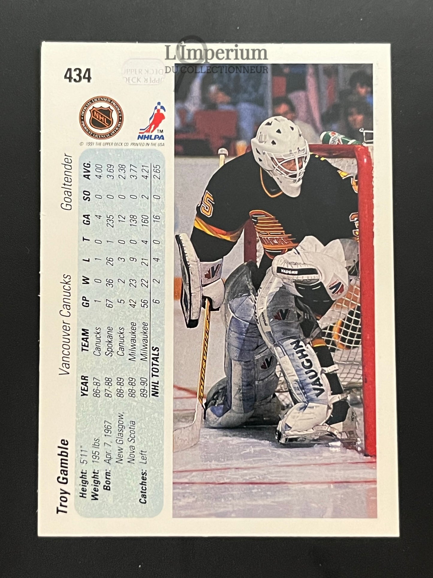 434. Troy Gamble RC Upper Deck 1990-91 Hockey Card