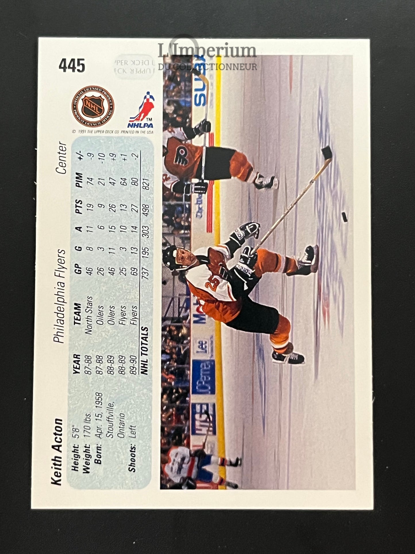 445. Keith Acton Upper Deck 1990-91 Hockey Card