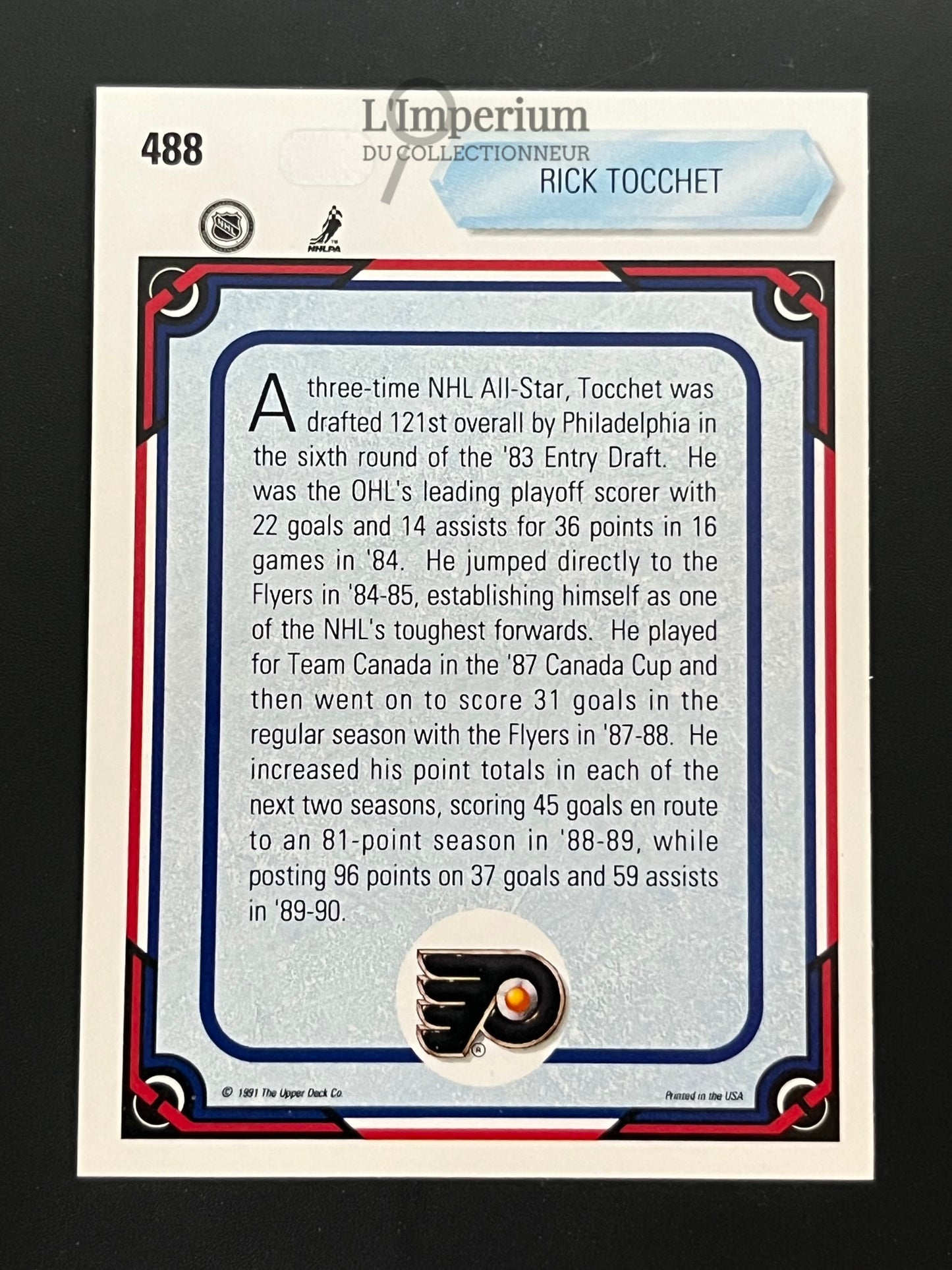 488. Rick Tocchet AS Upper Deck 1990-91 Hockey Card