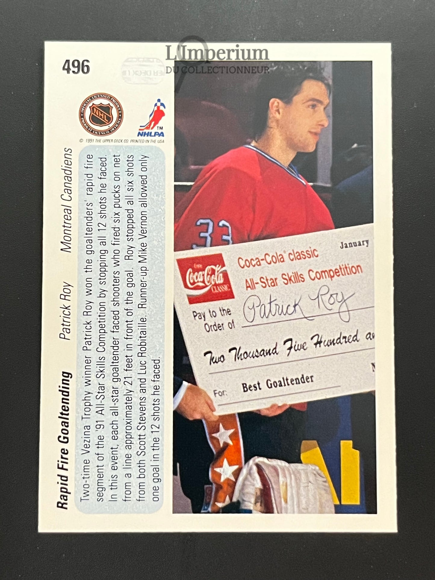 496. Patrick Roy AS Upper Deck 1990-91 Hockey Card